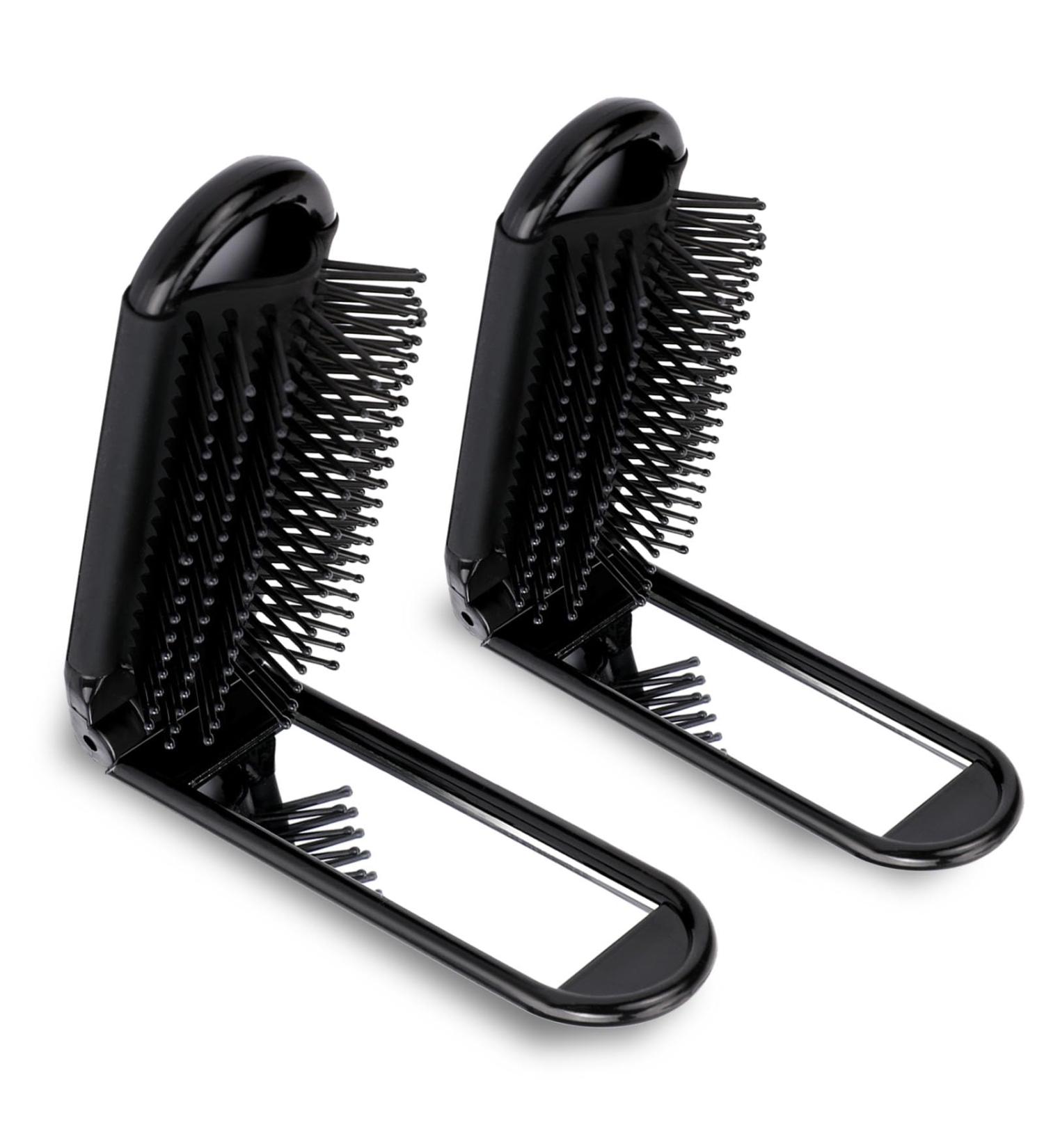 Compact Travel Hairbrush Set with Mirror - 2 Foldable Pocket Hairbrushes for Men & Women - Ideal for Wet & Dry Hair - Buy Online on GoSupps.com