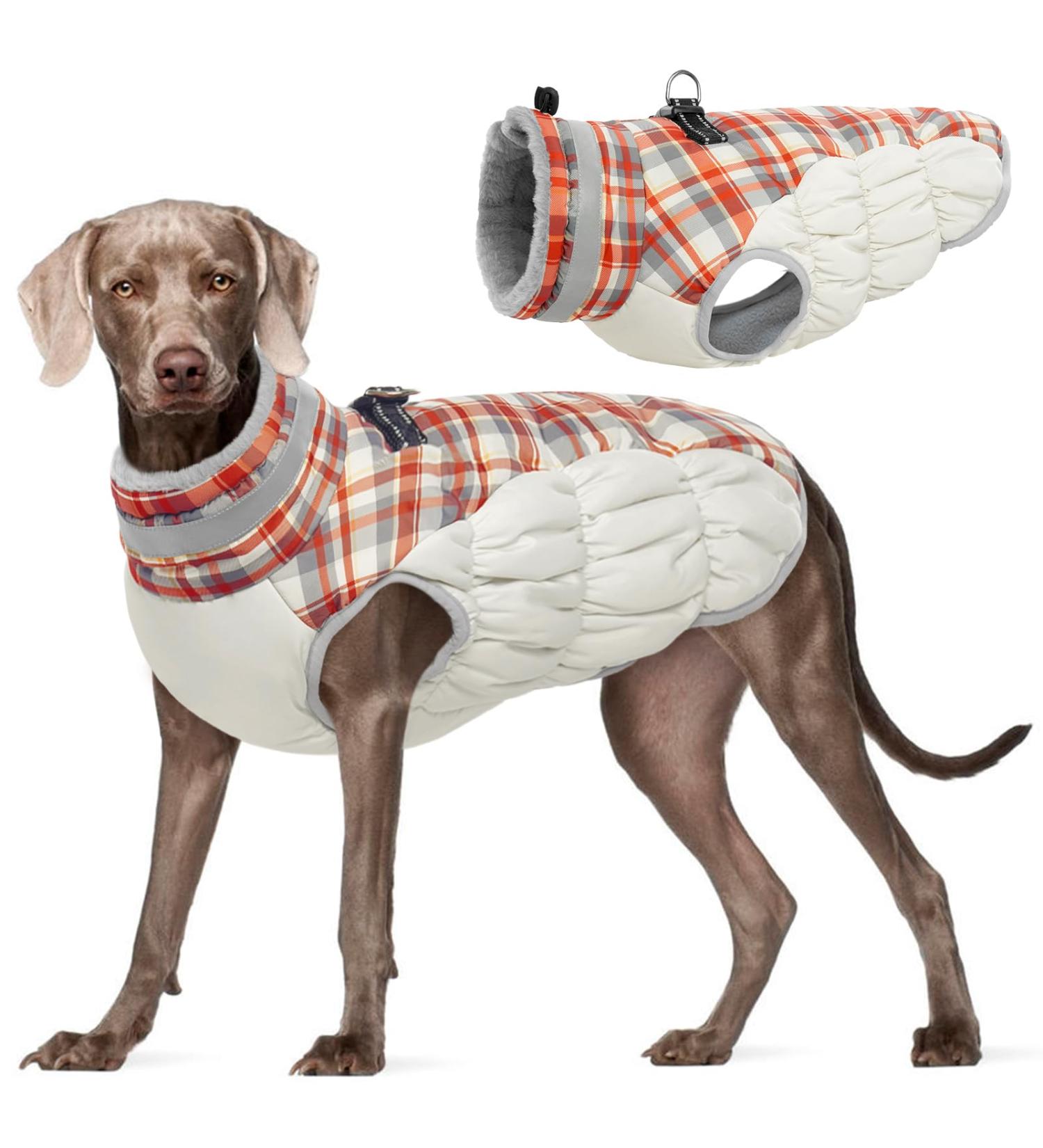 Kuoser Warm Dog Jacket | Reflective Windproof Coat for Small & Large Dogs | Stylish Winter Coat in Red - Buy Online on GoSupps.com