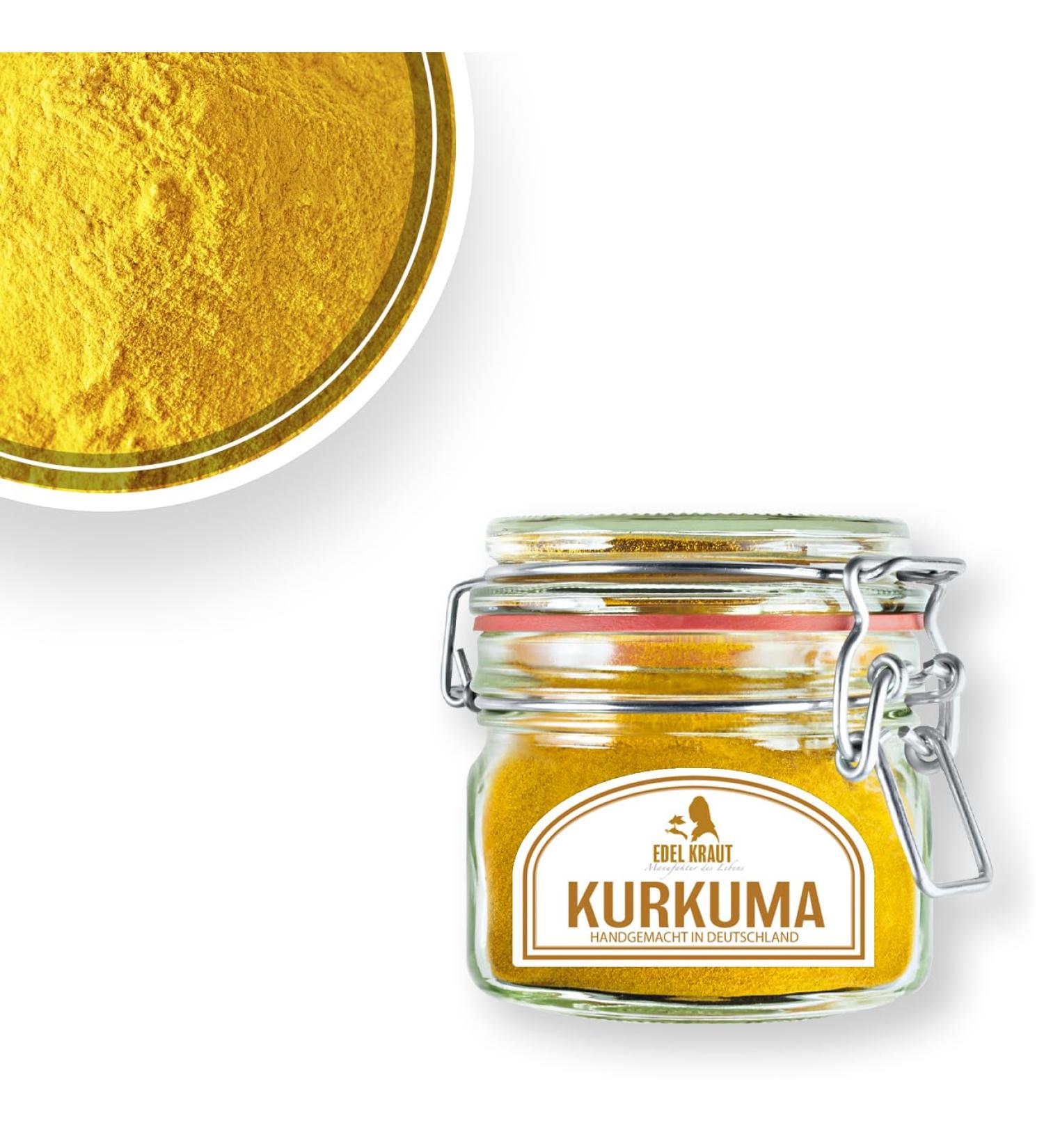 Organic Turmeric Powder - Noble Herb 100% Pure Curcuma in Premium Glass | Perfect for Smoothies Golden Milk & More - 125g - Buy Online on GoSupps.com
