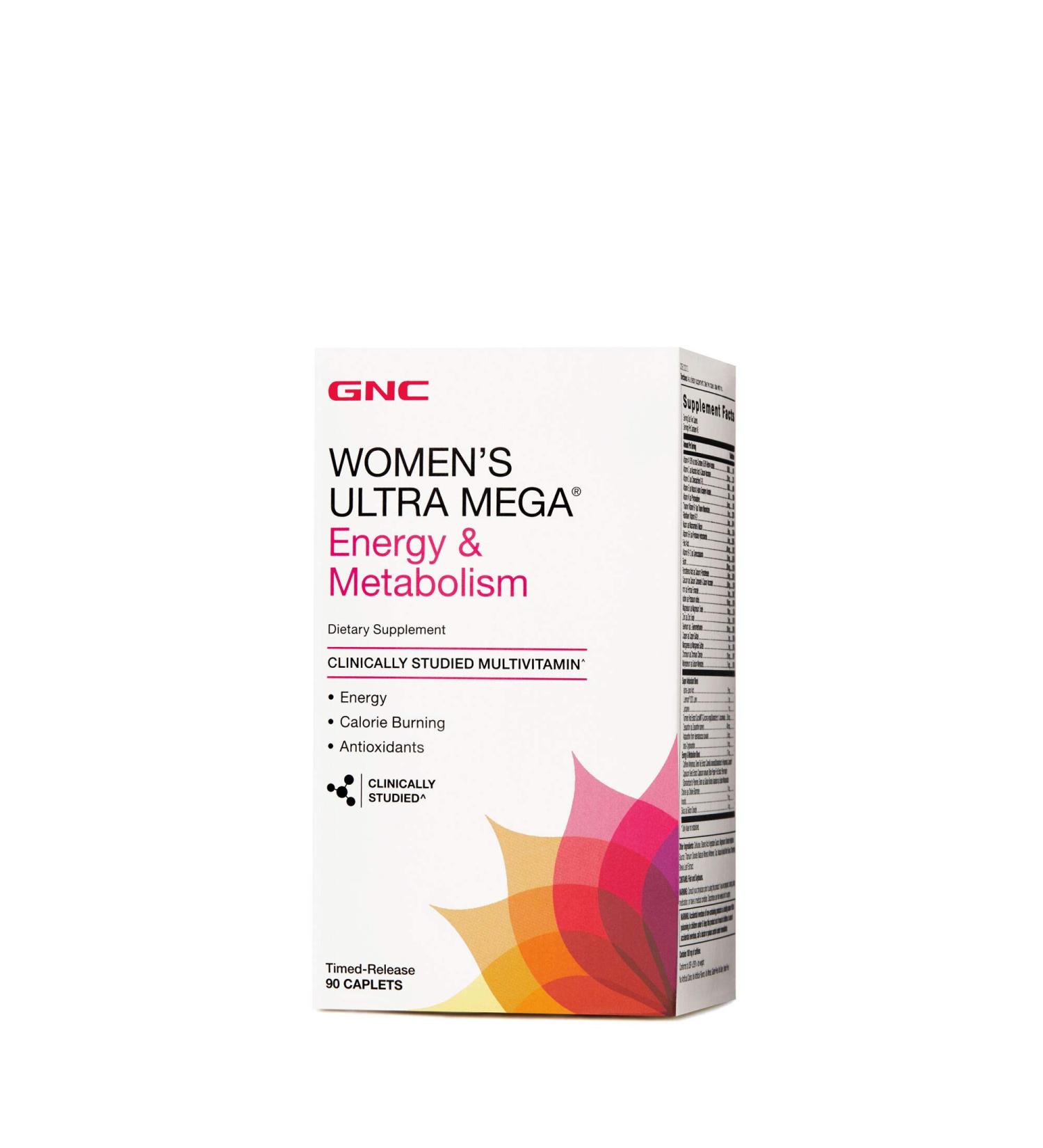 GNC Women's Ultra Mega Energy & Metabolism Multivitamin 90ct - Boost Energy & Calorie Burning, 45 Servings - Buy Online on GoSupps.com
