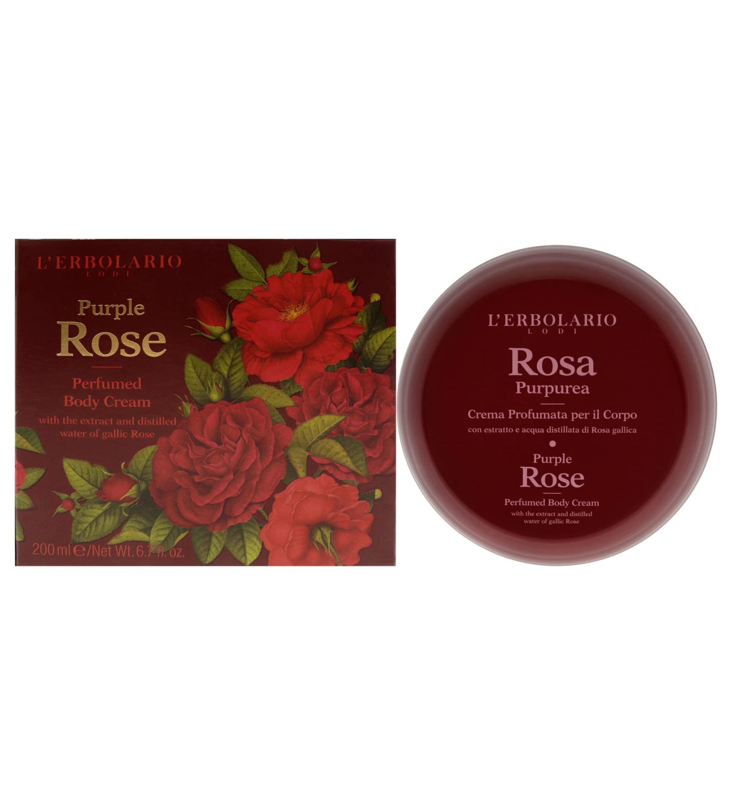 L'Erbolario Purple Rose Perfume Body Cream - Long Lasting Moisturizer for Women - Nourishing Hydrating Body Butter for Dry Skin - 6.7 oz - Buy Online on GoSupps.com