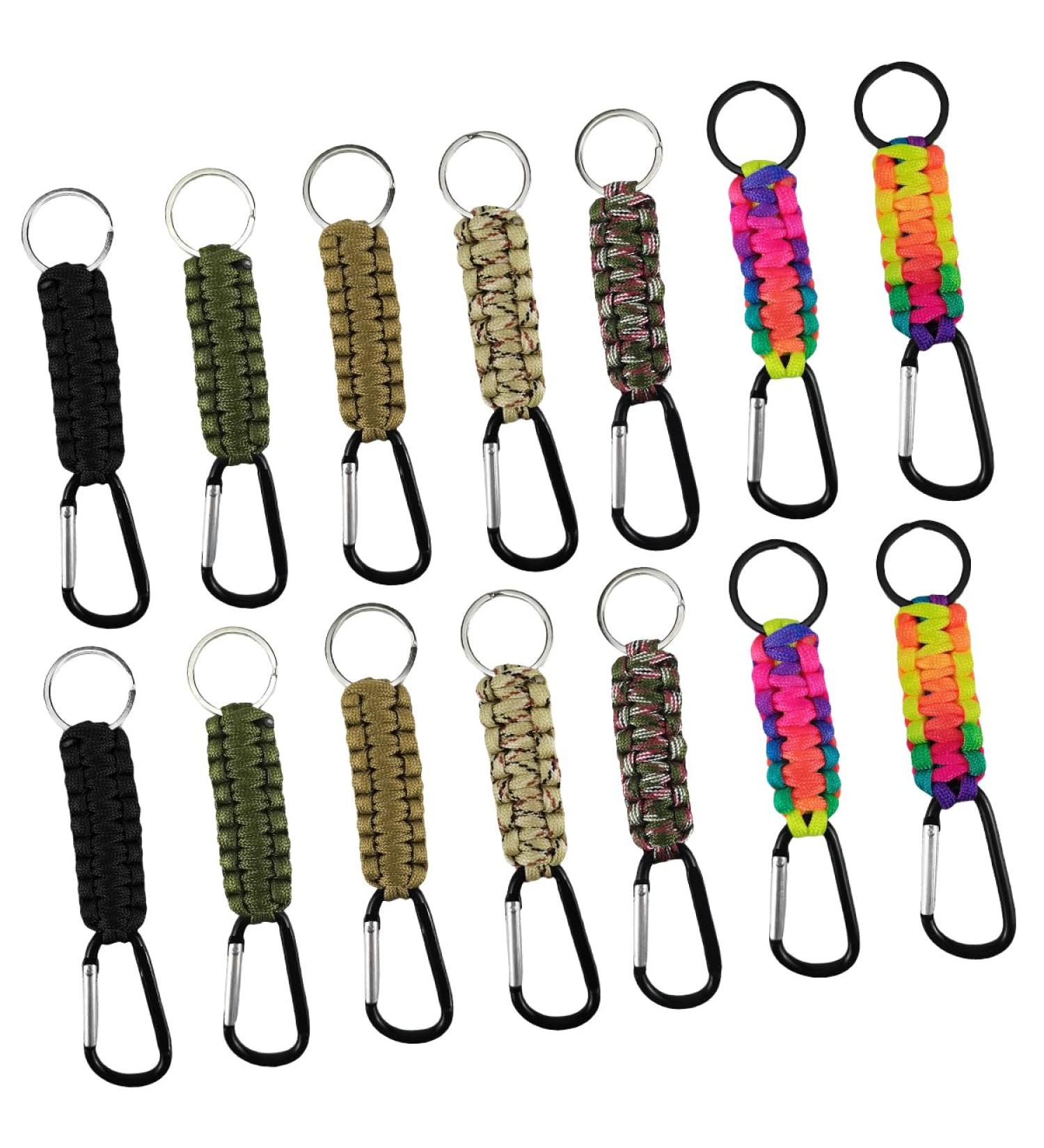 12 Premium Paracord Keychains - Braided Key Rings & Outdoor Accessories with Carabiner - Perfect for Camping & Personalization - Buy Online on GoSupps.com