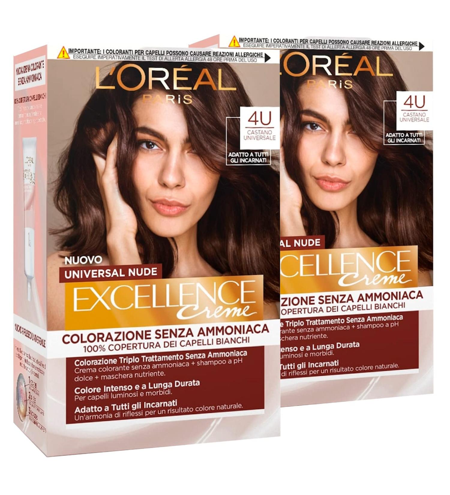 Buy 2 x L'Or al Paris Excellence Cr me Universal Nude Permanent Hair Color - Dark Brown 4U | Triple Treatment 2-Pack - Shop Internationally! - Buy Online on GoSupps.com