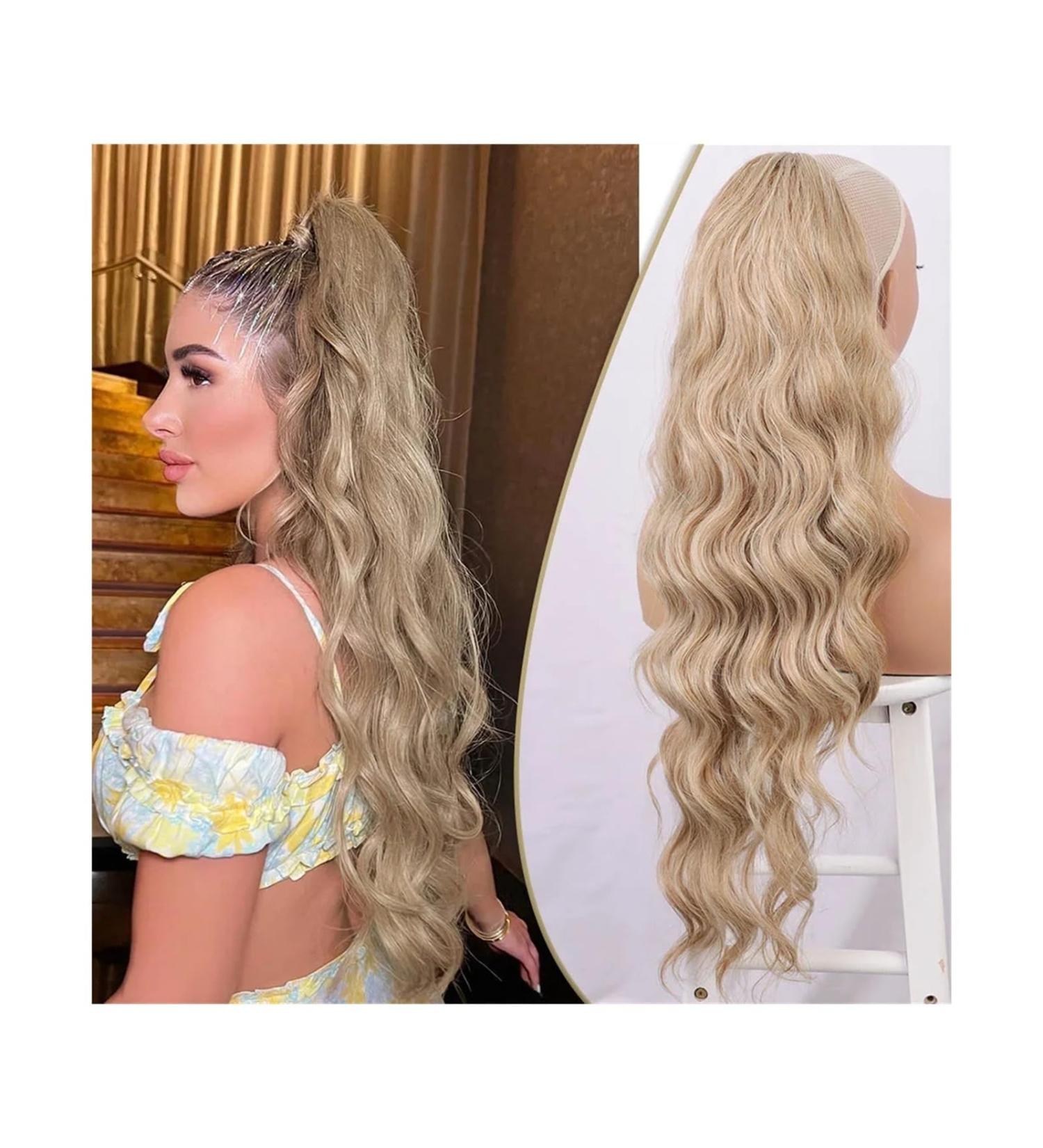 XXAD553TY Ponytail Extension Long Wavy Ponytail Hair Extensions 26 Inch Synthetic Drawstring Ponytail Clip in Wave Ponytail Hairpiece for Black Women Pony Tails Hair Extensions(Color:T12-613) 26inches T12-613 - Buy Online on GoSupps.com