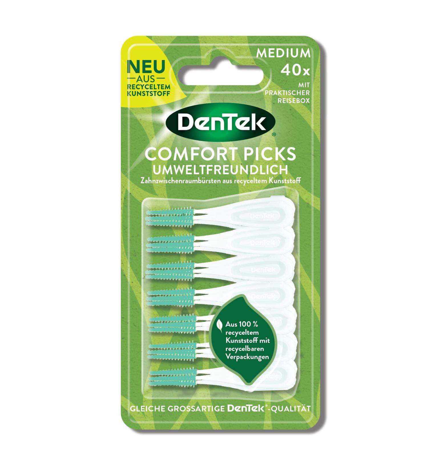 Dentek Eco Dentek Eco Comfort Picks 40 pieces - interdental brush - interdental brush - with mint taste & hygienic protective cap - reusable and sustainable metal -free