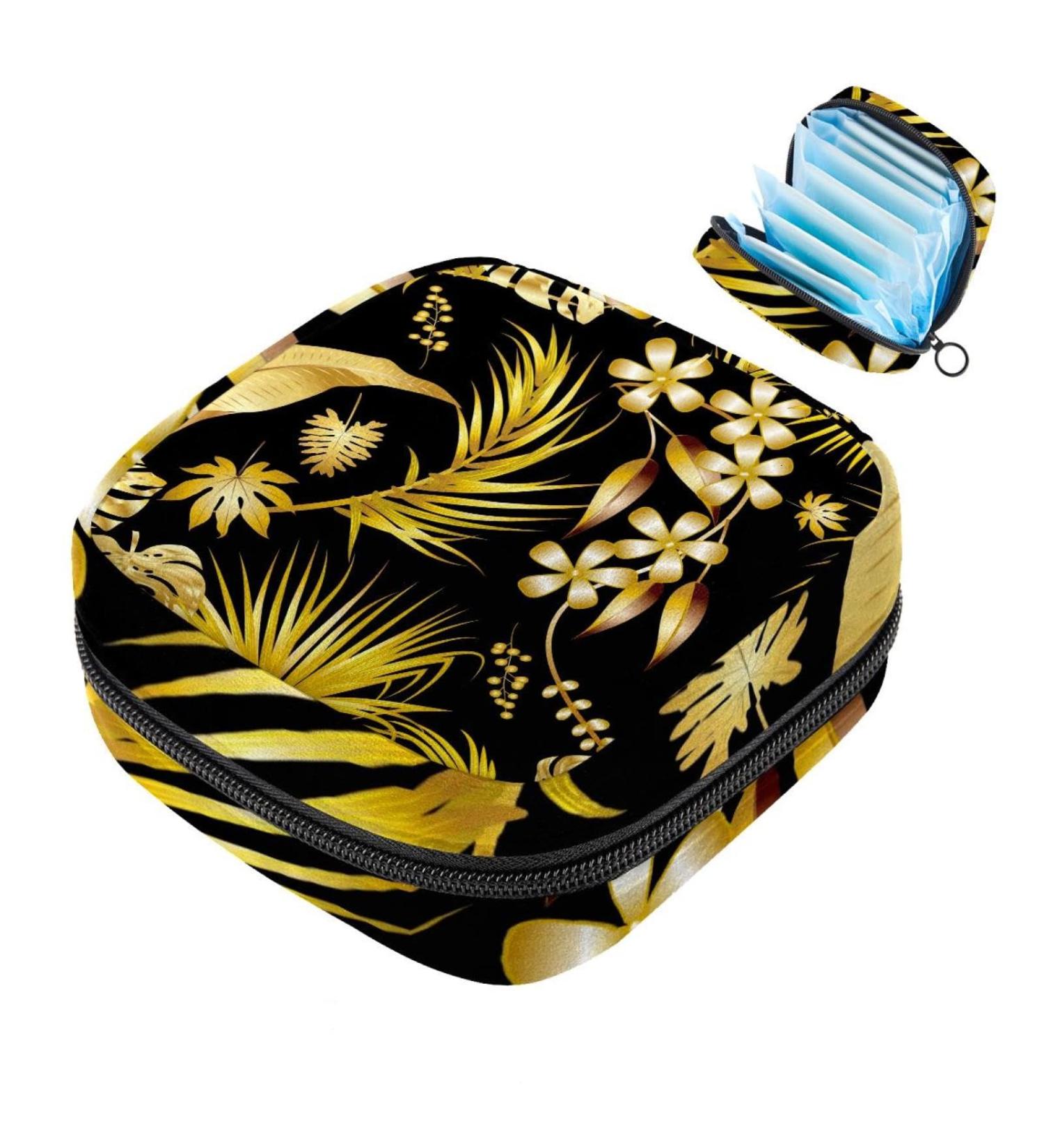 Muooum Menstrual Polster Bag | Zip Bond Bag for Tampons | Women's Collect Bags | Golden Flowers Tree Pattern | Perfect Gift for Girls - Buy Online on GoSupps.com