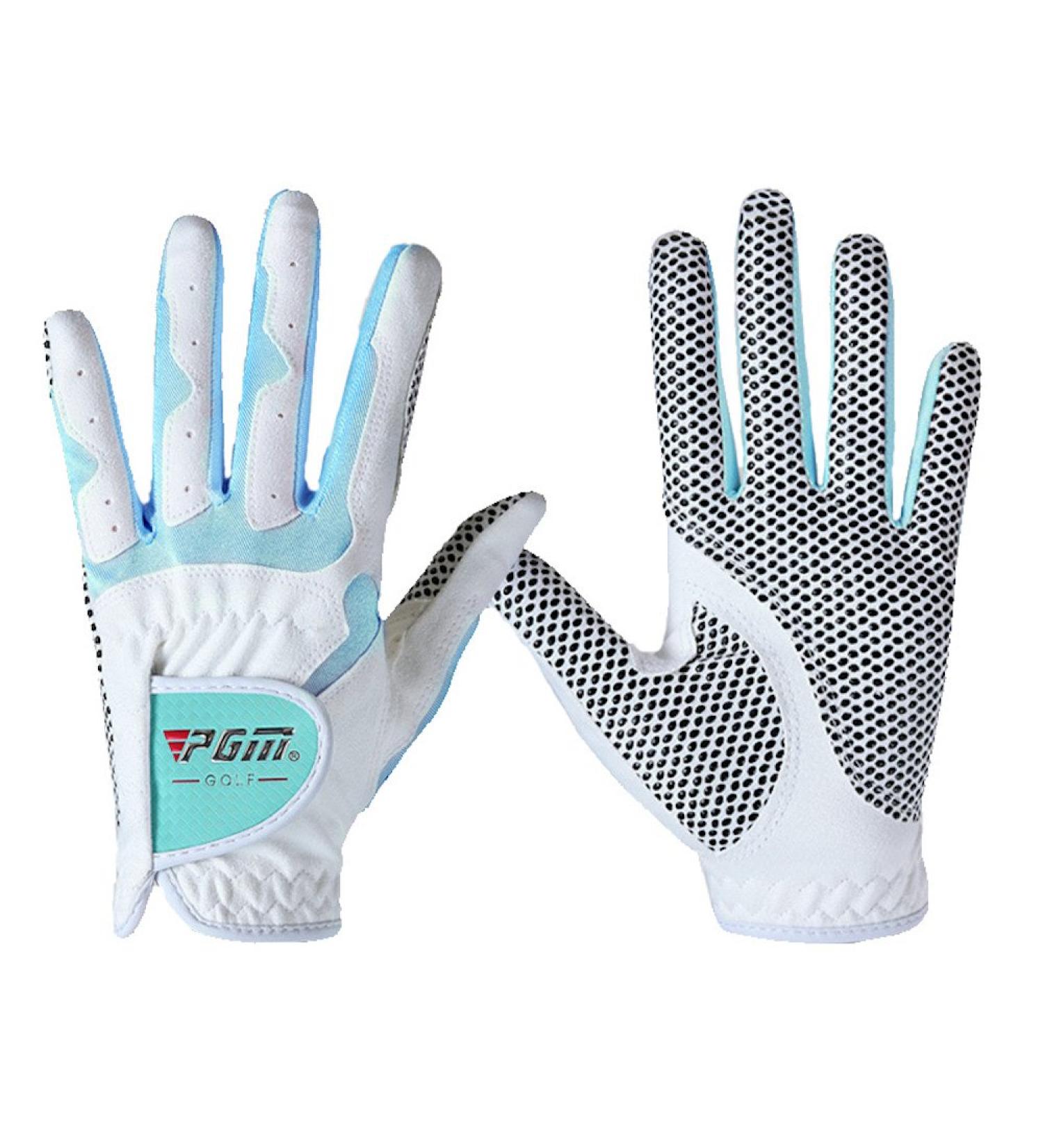 PGM Women's Golf Glove - One Pair (4 Color Options) | Improved Grip System | Cool & Comfortable White and Blue - Small - Buy Online on GoSupps.com