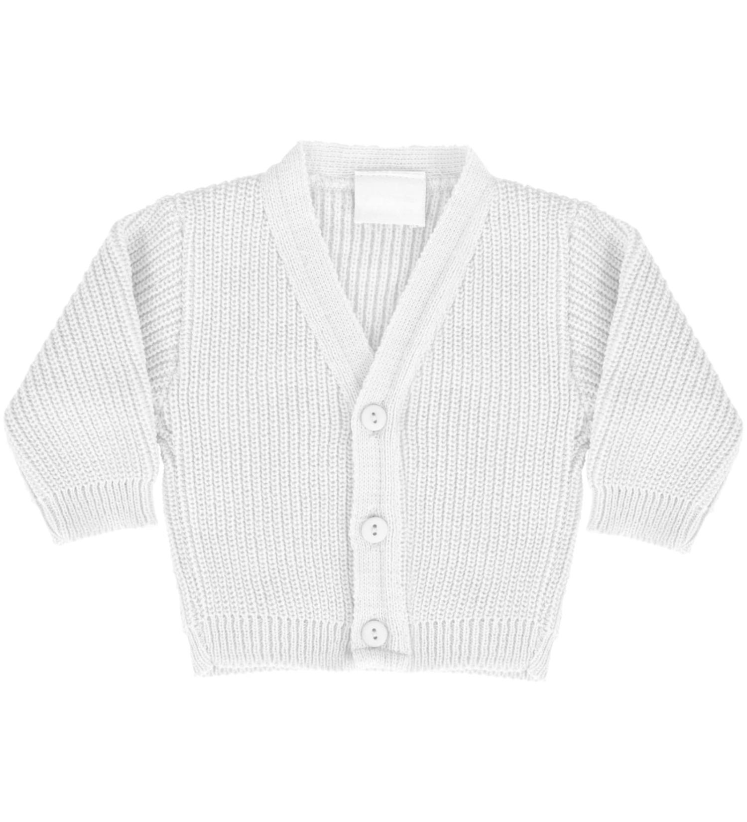 Premature Baby Knitted Cardigan | Ribbed Knitwear for Boys & Girls | Made in Portugal | White 5-8 lb - Buy Online on GoSupps.com