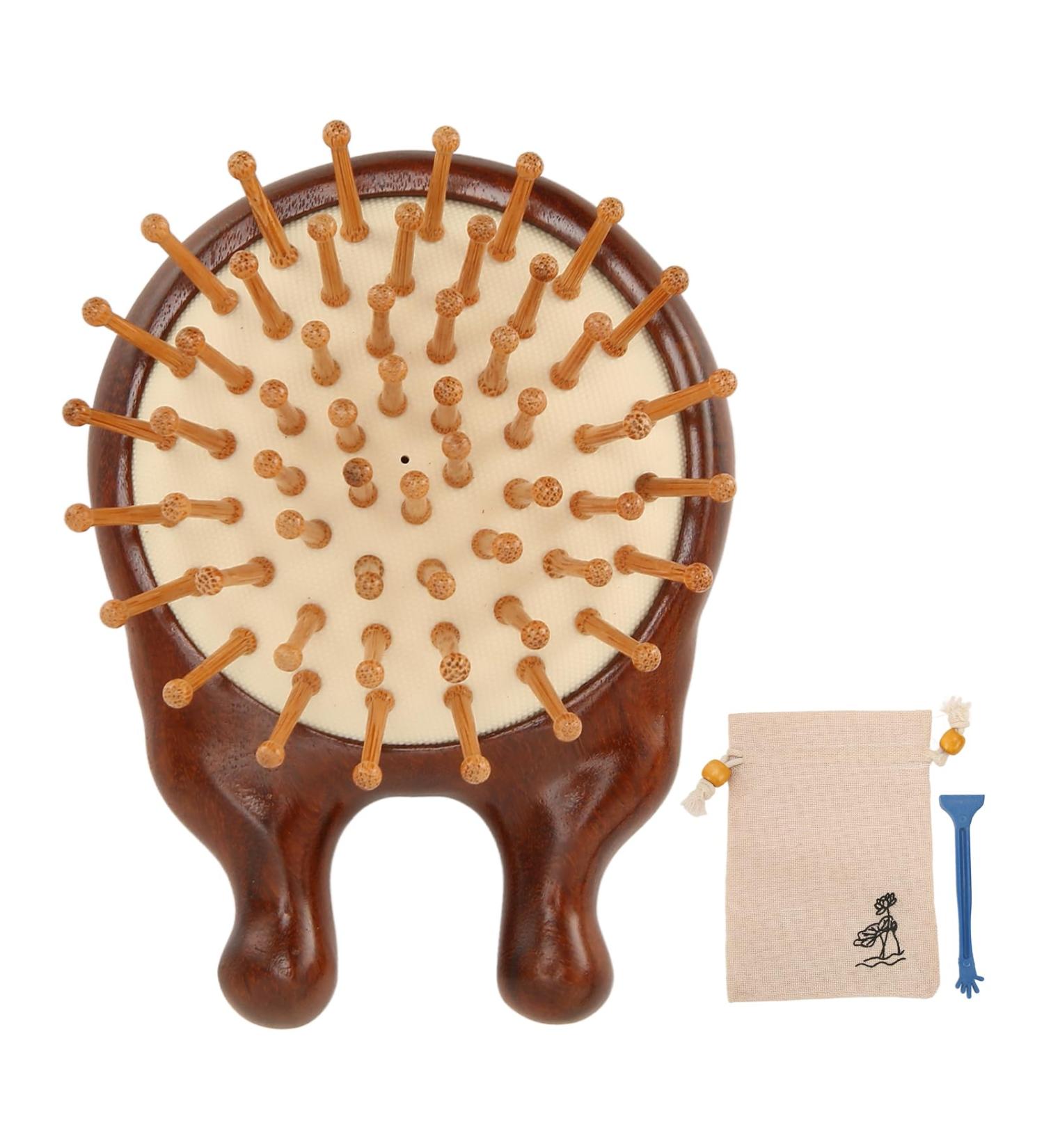 Multifunctional Wooden Massage Hair Brush & Scalp Cushion Portable Comb for Home & Travel - Buy Online on GoSupps.com