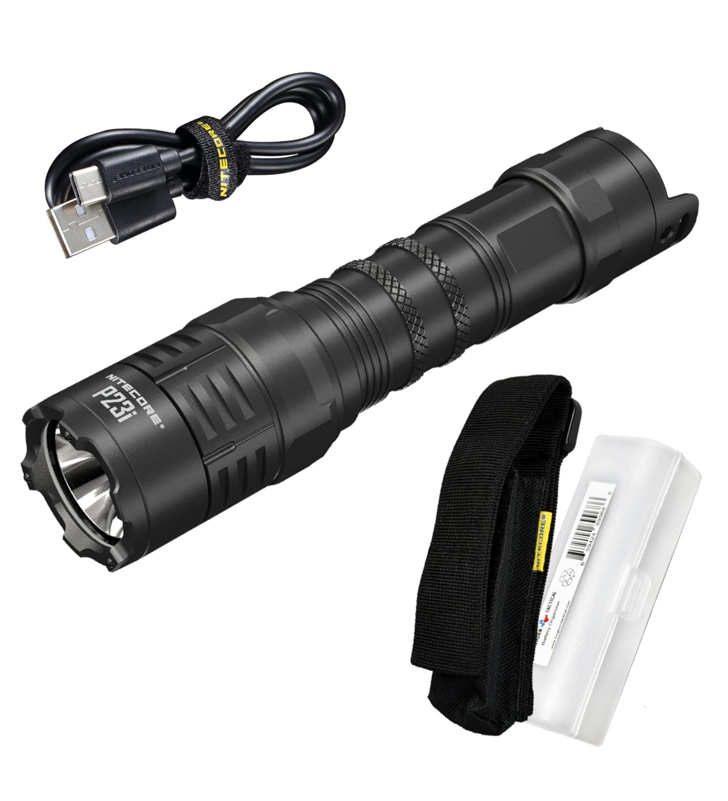 Nitecore P23i Tactical Flashlight | 3000 Lumen USB-C Rechargeable Long Throw Super Bright | Lumentac Organizer Included - Buy Online on GoSupps.com