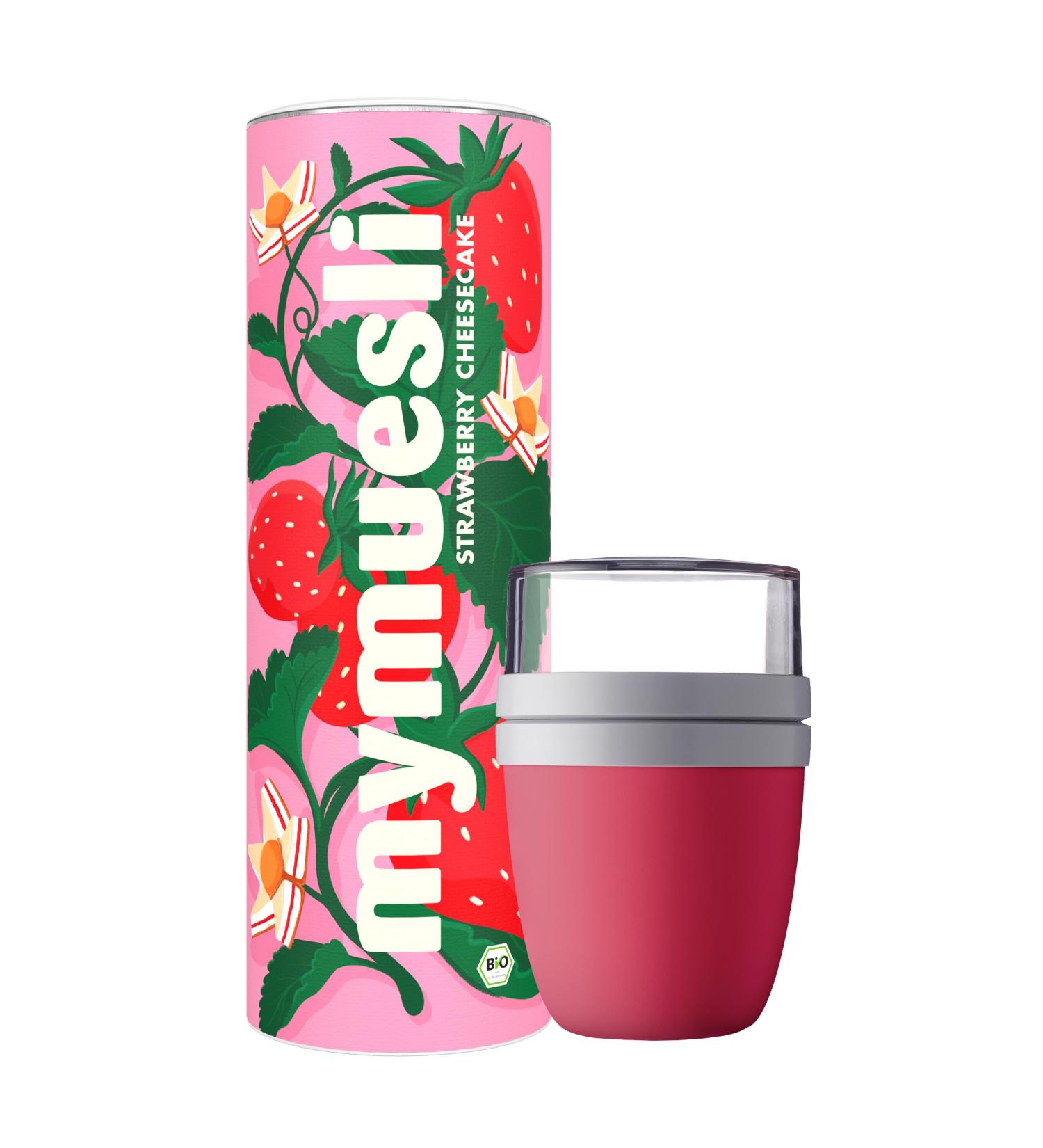  mymuesli mymuesli 2 x Cereal Cups 2GB - Magenta Tumbler (300ml & 500ml) & mymuesli Strawberry Cheesecake M sli (575g) & Berry Salted C - Buy Online on GoSupps.com