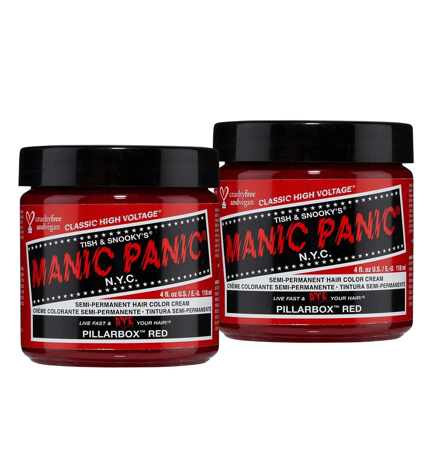 Manic Panic Pillarbox Red Classic Creme - Vegan Cruelty Free Semi Permanent Hair Dye (2 x 118ml) - Intense Red Hair Color for All Hair Types - Buy Online on GoSupps.com
