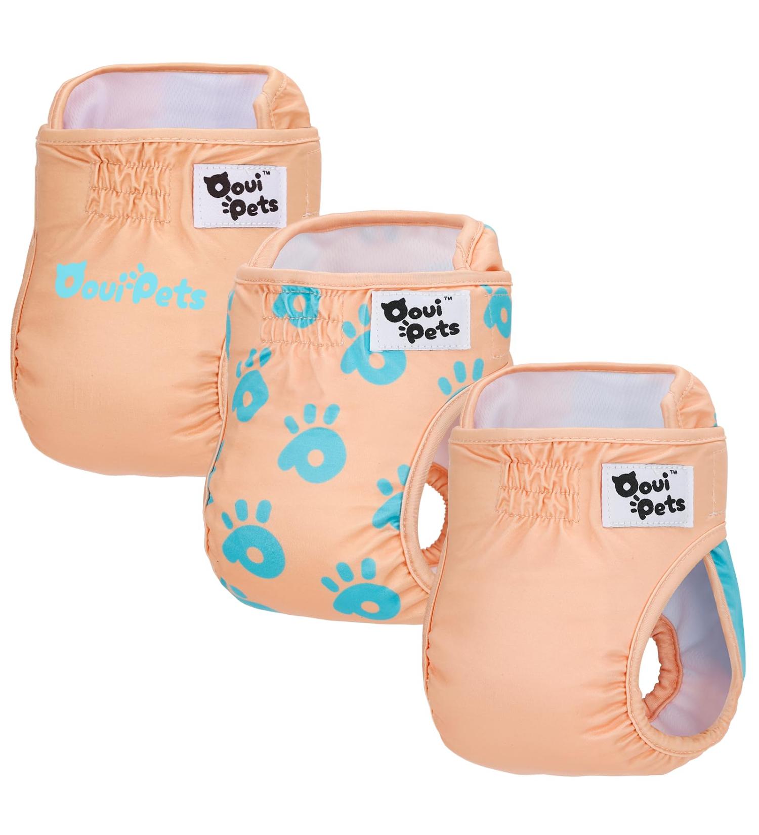 Oouipets Premium Dog & Cat Diapers | Washable No Leak Eco-Friendly | 3-Pack for Puppies (21-24cm) - Comfortable Fuse Pants - Buy Online on GoSupps.com