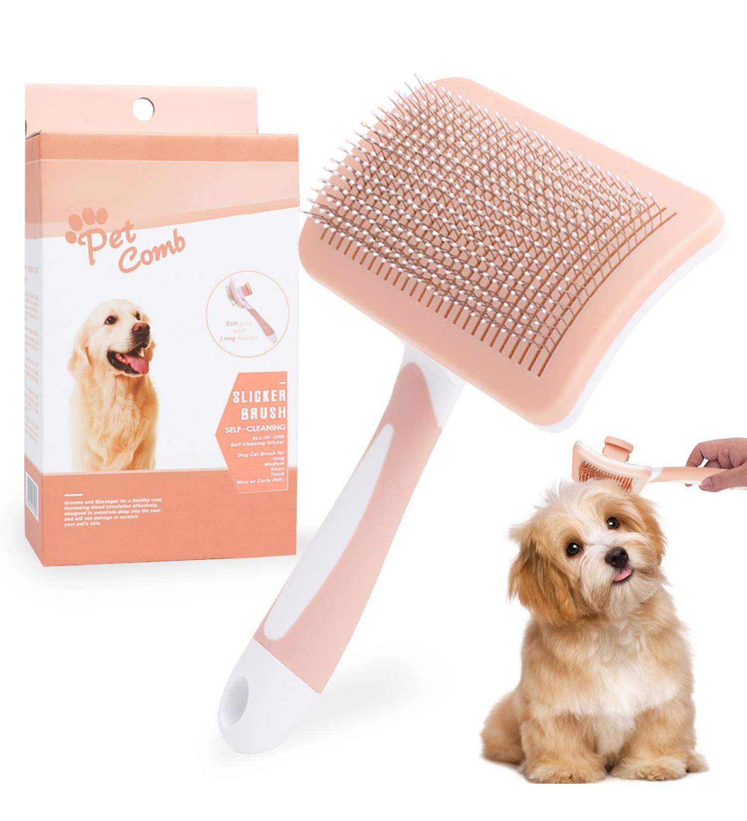 PHAVESAS Gro Pets Dog & Cat Self-Cleaning Brush - Effective Fur Removal for Long & Short Hair - Orange - Buy Online on GoSupps.com