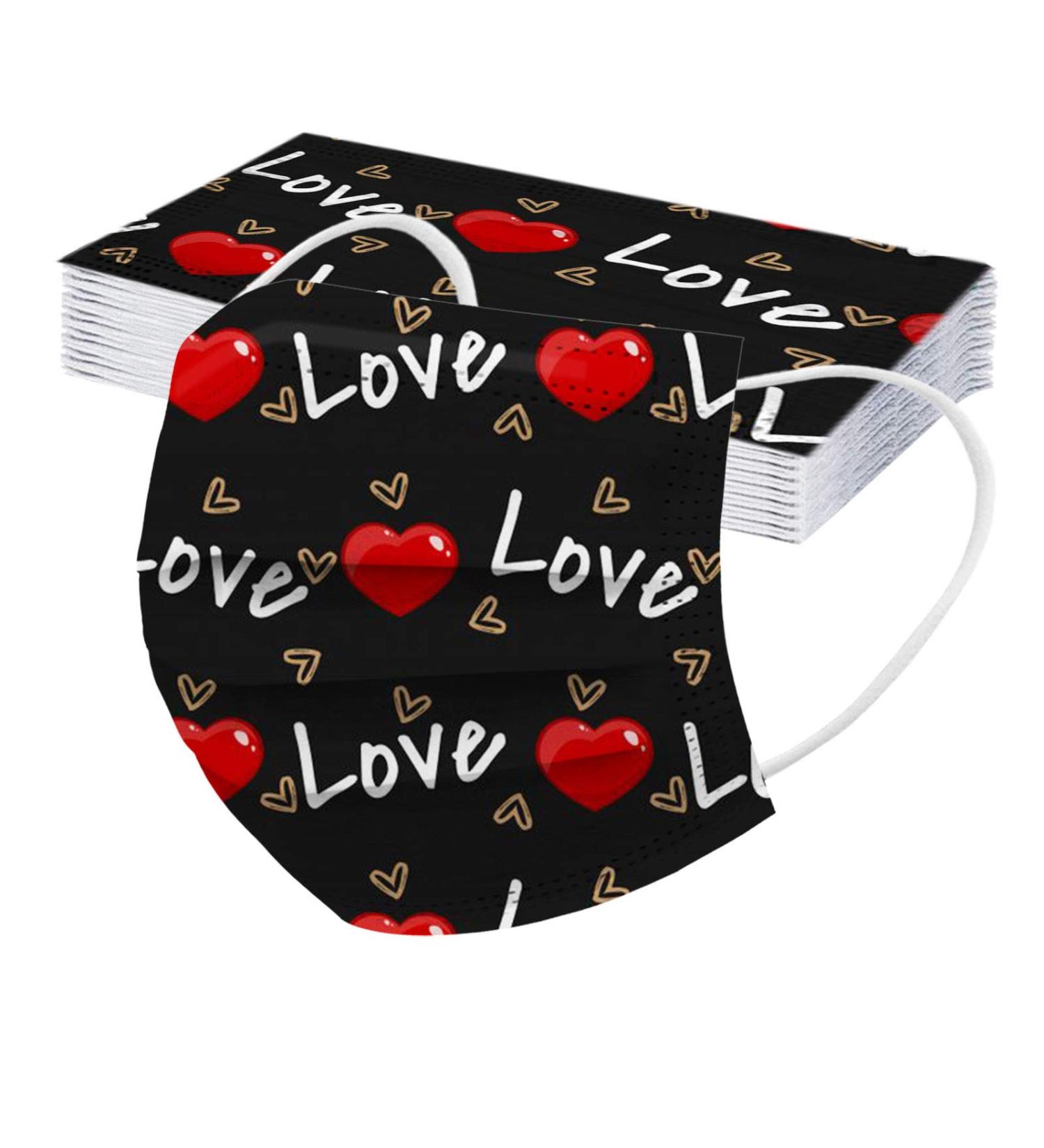 Disposable Face Bandana Valentine's Day Face Bandana Heart Shaped Design 3Ply Breathable Anti-Dust Facial Pro-tection 20PCS 1117-1 - Buy Online on GoSupps.com