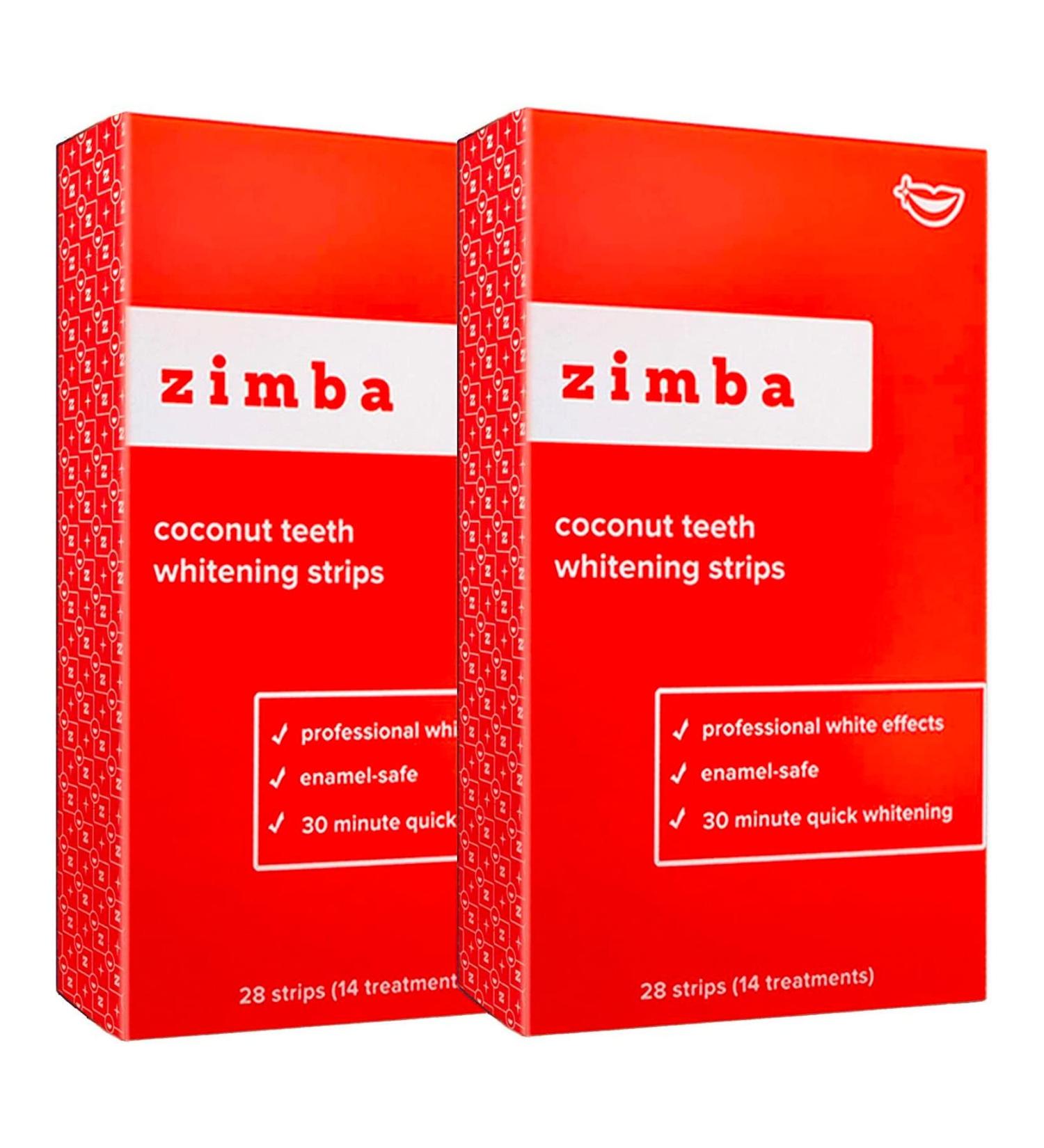 Zimba Teeth Whitening Strips - Vegan Stain Remover White Strips - 56 Strips - Coconut Flavor - Buy Online on GoSupps.com