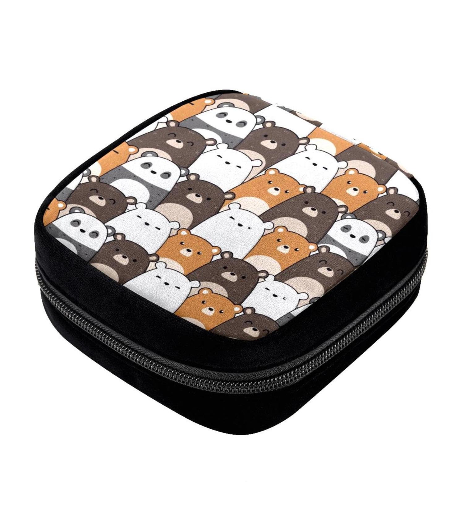 GIAPB Period Bag Sanitary Napkin Storage Holder | Seamless Cartoon Bear Design | Makeup Pouch | Color5353 - Buy Online on GoSupps.com