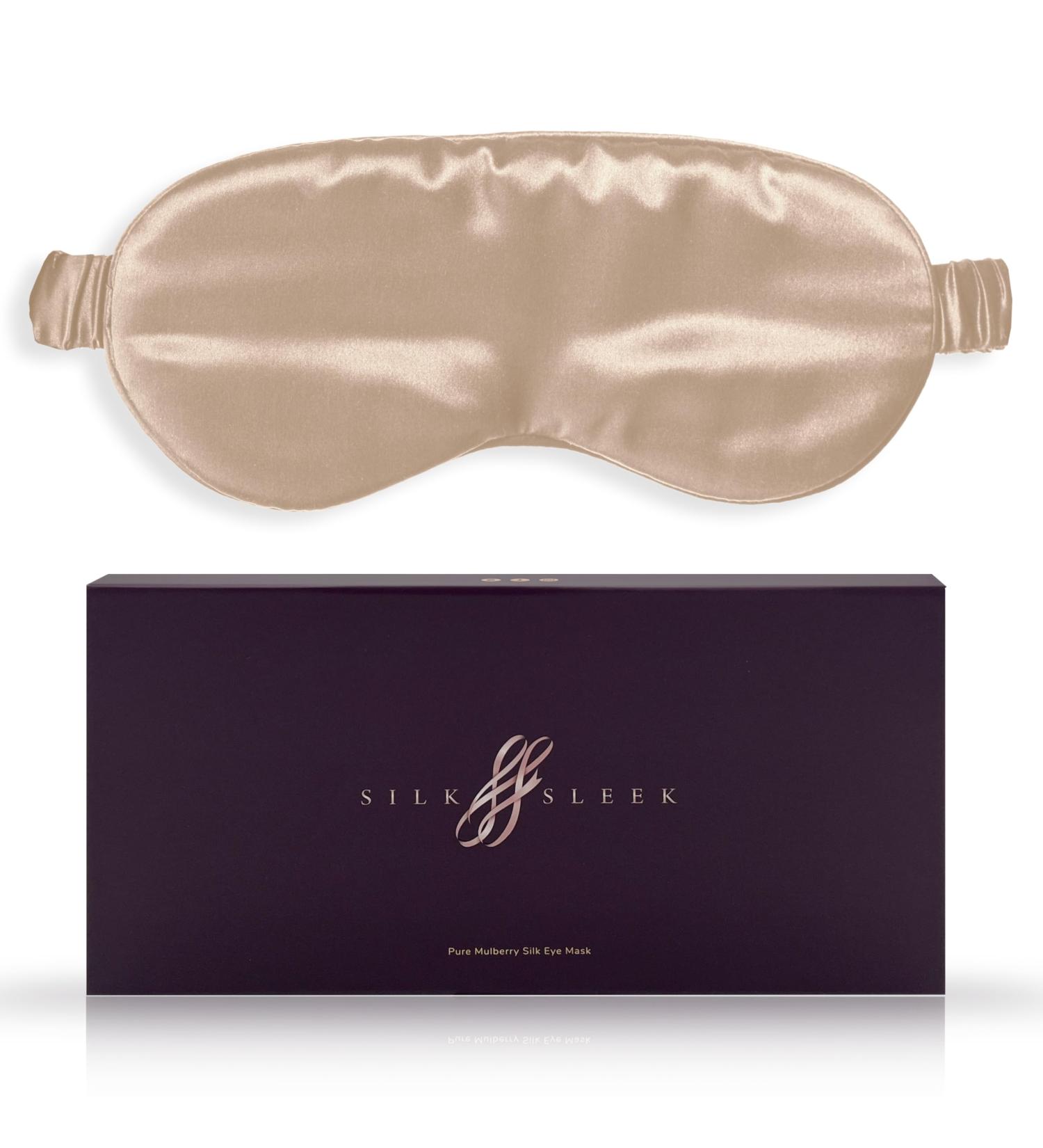 SilkSleek 22 Momme Pure Silk Eye Mask for Sleeping | 100% Mulberry Silk, Super Soft & Comfortable | Blackout Sleep Mask in Gift Box (Champagne) - Buy Online on GoSupps.com