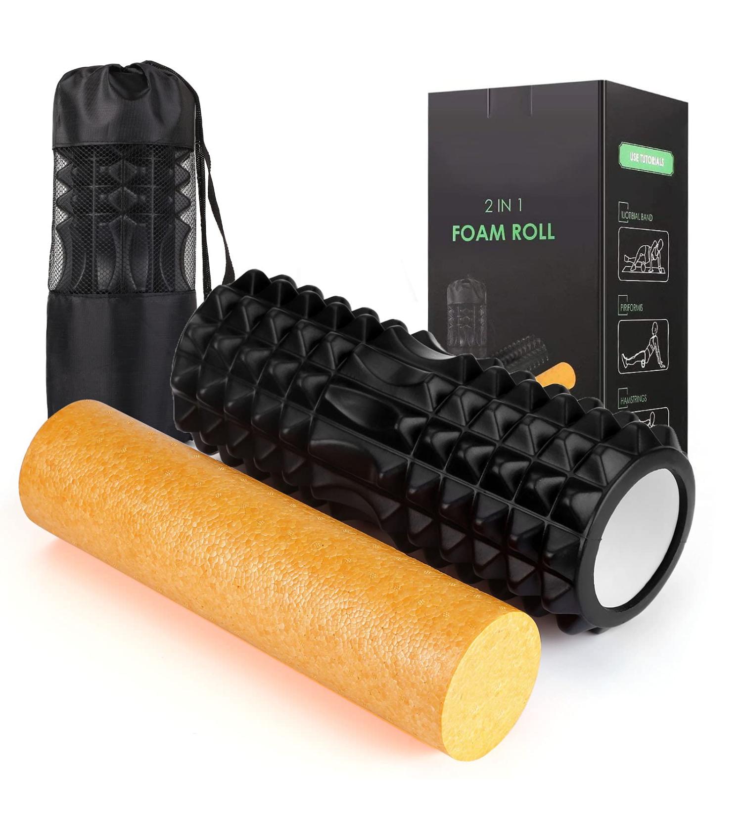 Standard Fascia Roll & 2-in-1 Foam Roller Set for Effective Trigger Point Massage - Perfect for Back Neck and Leg Relief Indoors & Outdoors - Buy Online on GoSupps.com