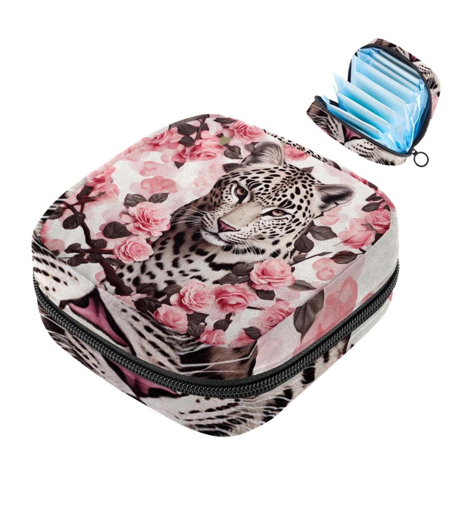 Stylish Period Bag | Leopard & Rose Print Sanitary Napkin Storage | Tampon Holder for Purse - Shop Now! - Buy Online on GoSupps.com