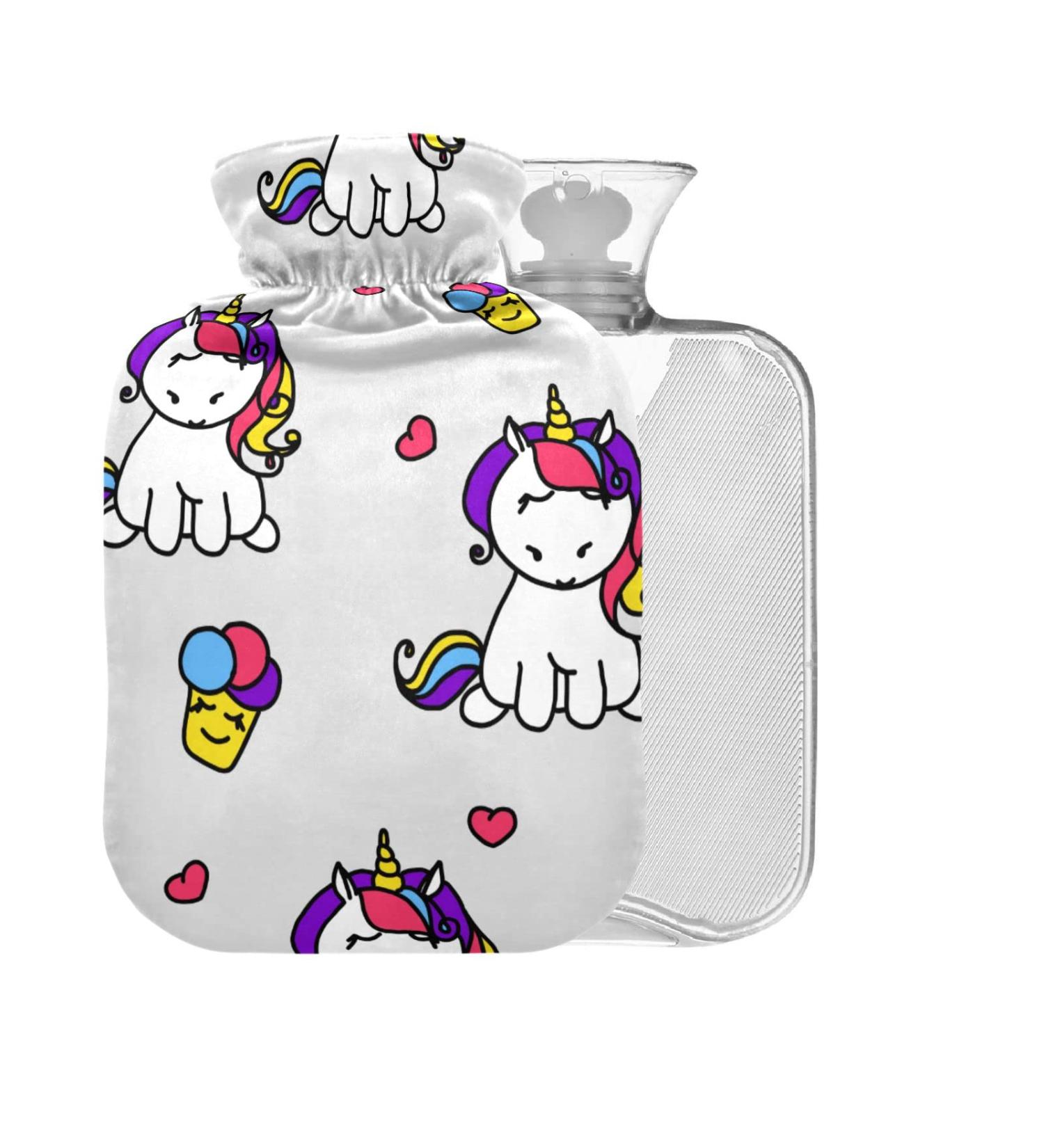 Unicorns Hot Water Bottle with Cover - 1L BPA Free | Small Pain Relief Bag for Back Pain & Hot/Cold Therapy - Buy Online on GoSupps.com