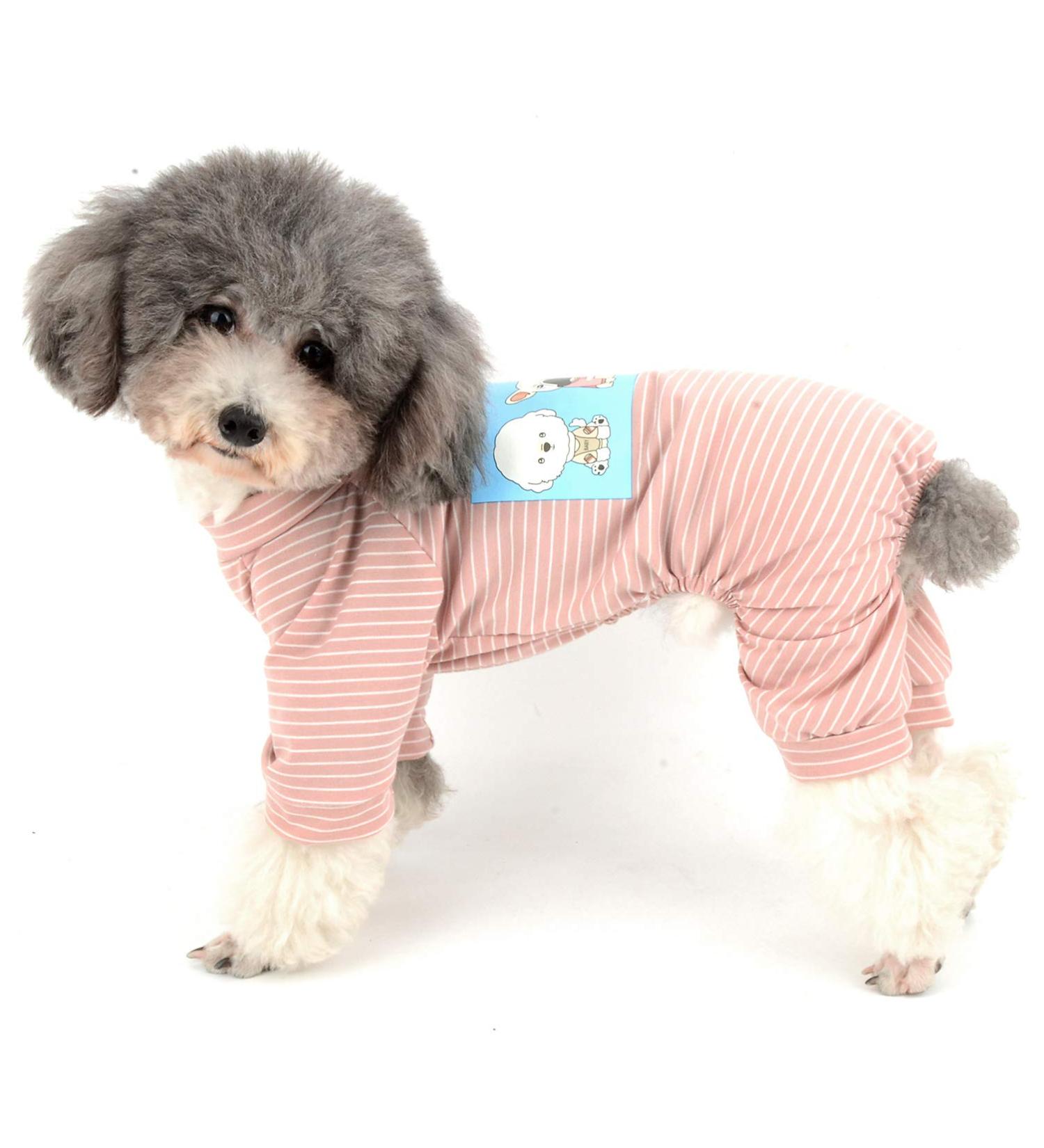 Ranphy Cotton Striped Pajamas for Small Dogs - Cartoon Hoodie Jumpsuit & Pet Coat for XX-Large Dogs (Pink) - Buy Online on GoSupps.com
