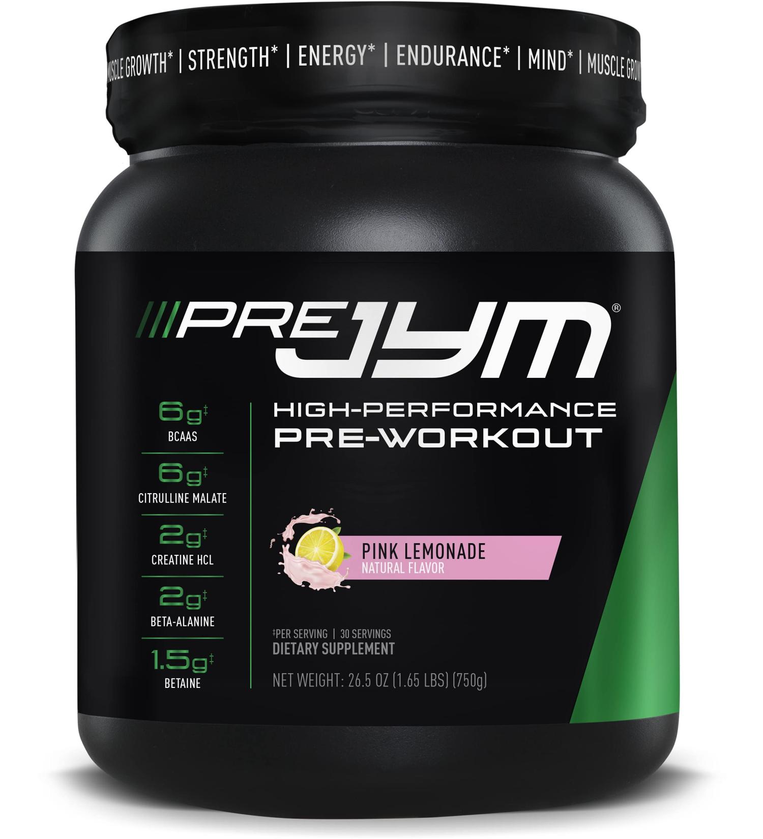JYM Supplement Science Pre JYM Pink Lemonade Pre Workout Powder - BCAAs, Nootropics, Creatine HCI & More | 30 Servings - Buy Online on GoSupps.com