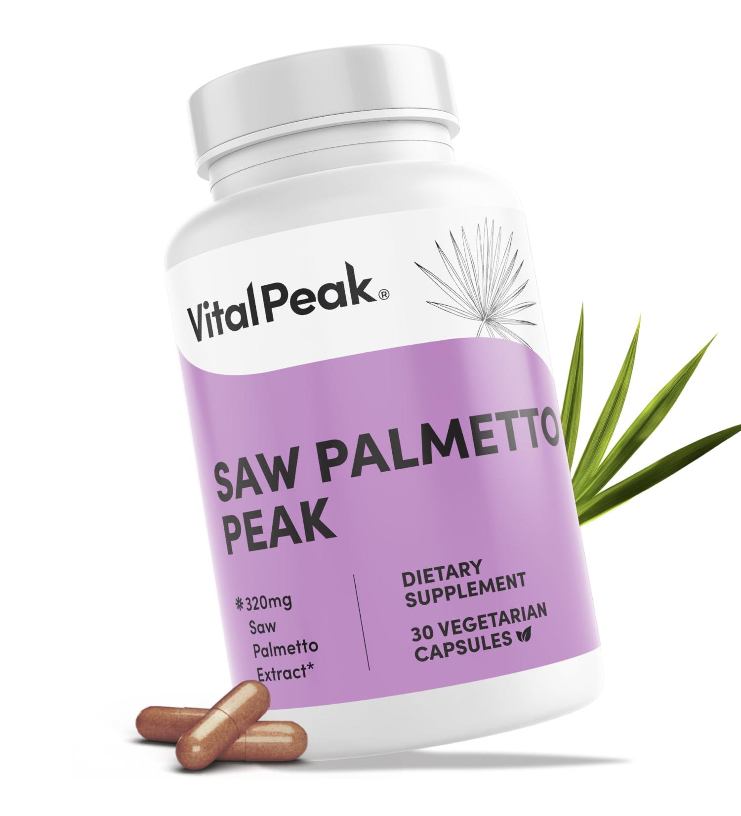 Vital Peak Saw Palmetto Peak 320 mg - Herbal Supplement for Hair Growth and Urinary Health - Vegan Gluten Free Dairy Free Non-GMO - 30 Capsules - Buy Online on GoSupps.com
