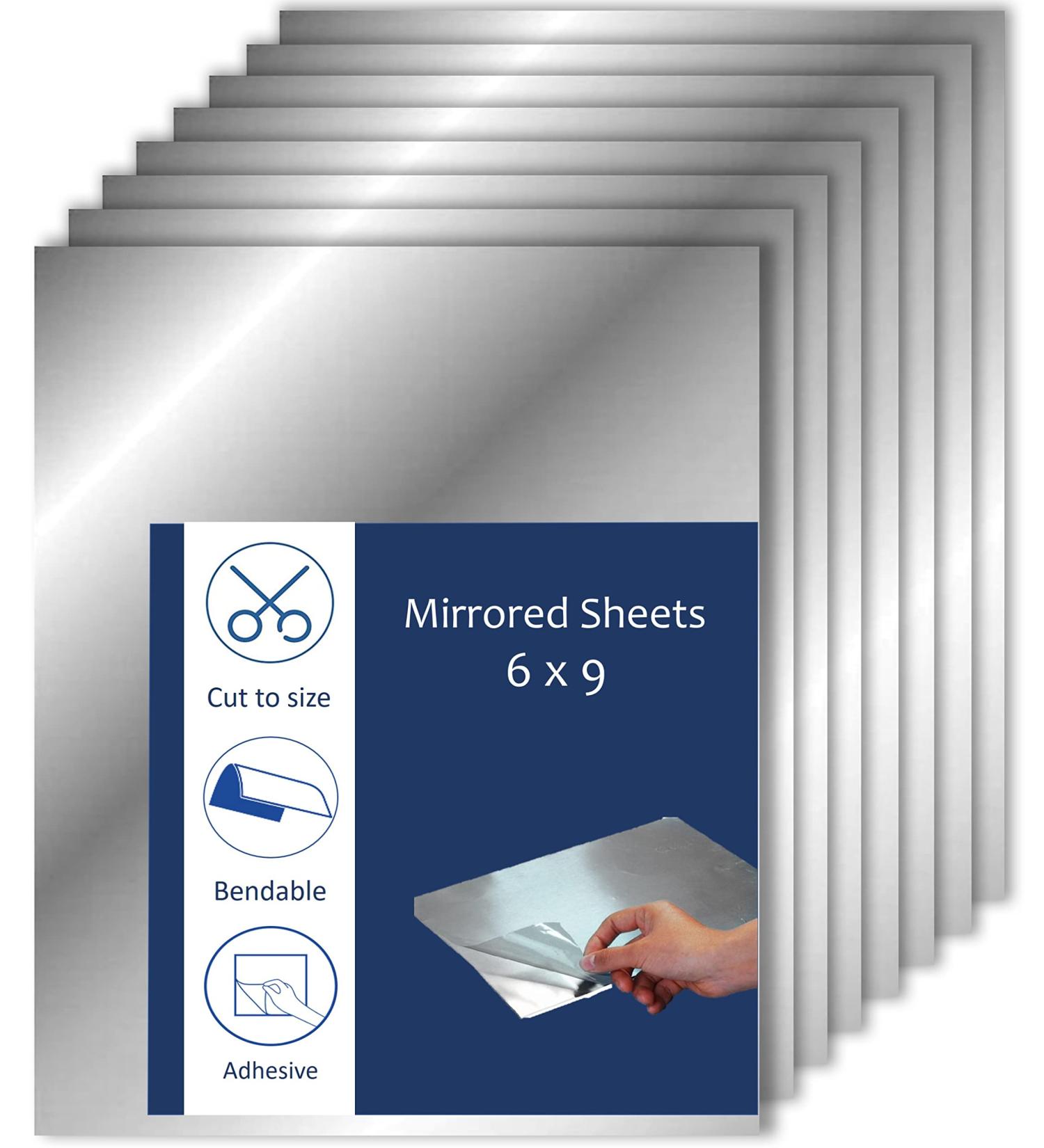 6 x 9 inches Flexible Adhesive Mirror Sheet - Non-Glass Stick on Mirror Tiles for Crafts and Wall Decor - Buy Online on GoSupps.com