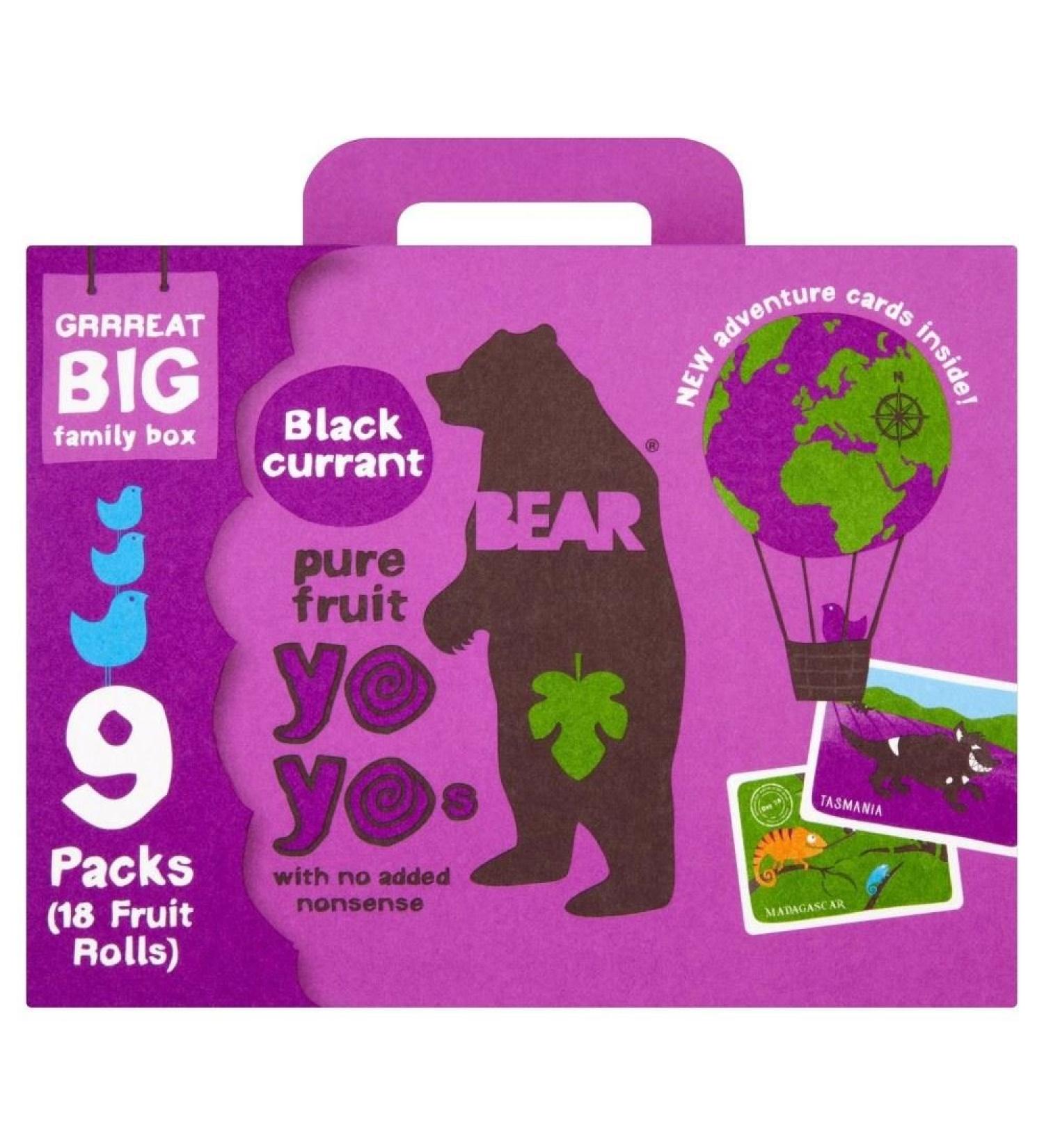BEAR Keep Pure Fruit Yo Yos Blackcurrant (9x20g) - Pack of 2