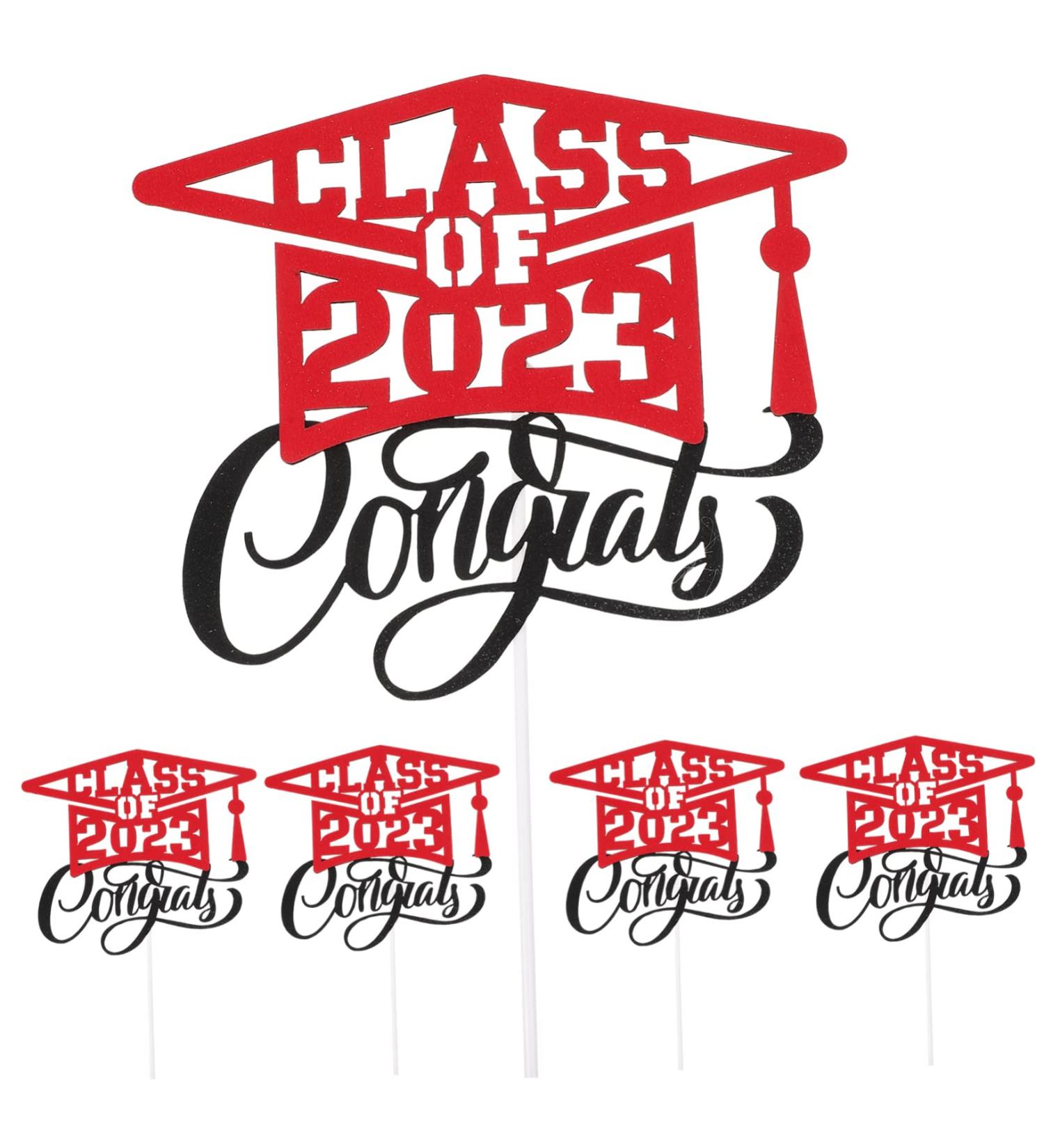 HAKIDZEL 5pcs 2023 Graduation Visa Insertion Decorative Cupcake Toppers Graduation Dessert Toppers Graduation Cap Grad Cupcake Topper Graduation Cake Decors Red Paper Cup Props Red 13x11.4cm - Buy Online on GoSupps.com