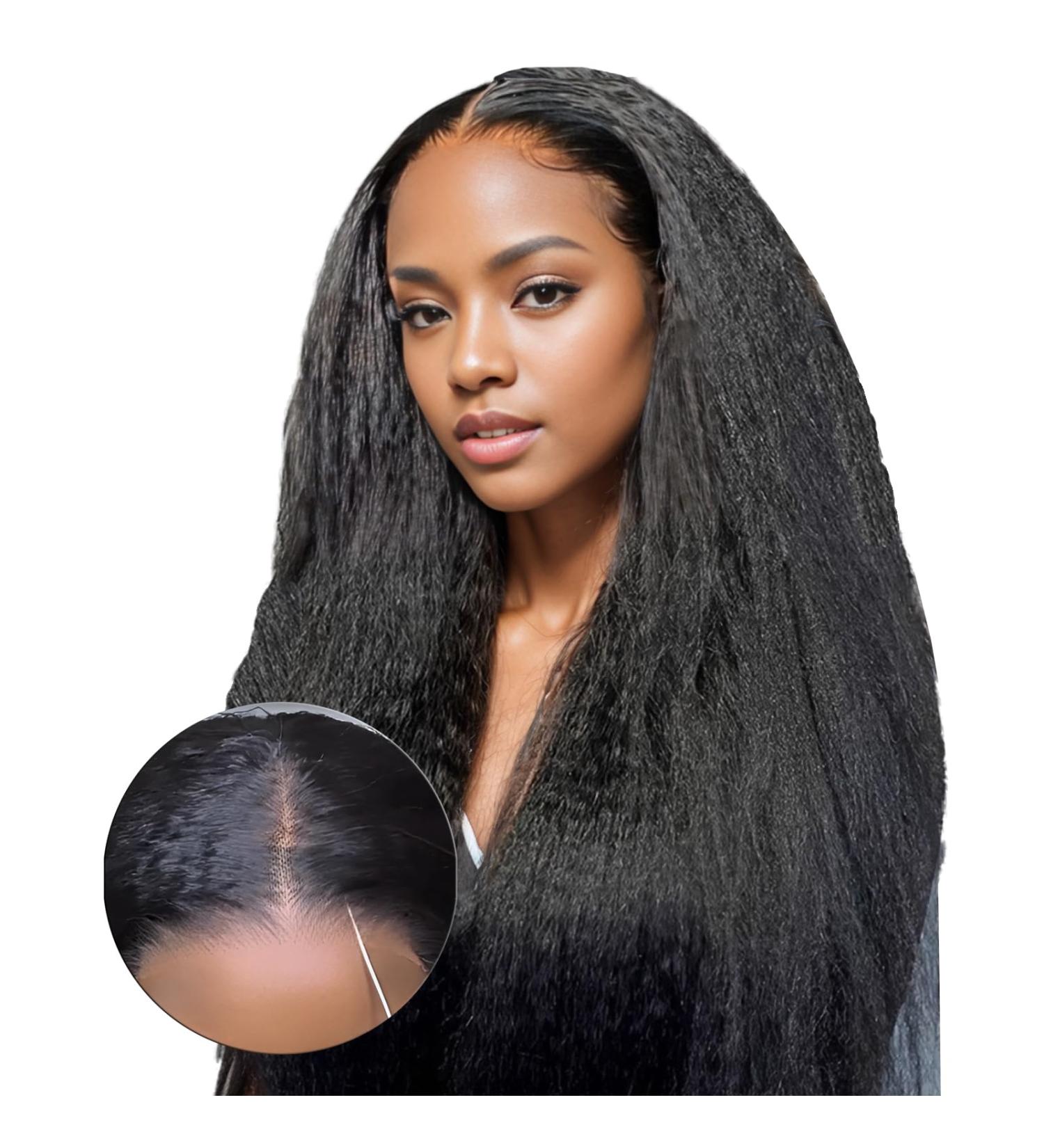 Shop Upgraded Glueless Kinky Straight Lace Wig for Black Women - 24 Inch Pre-Plucked 180% Density Beginner Friendly | International Shipping Available - Buy Online on GoSupps.com