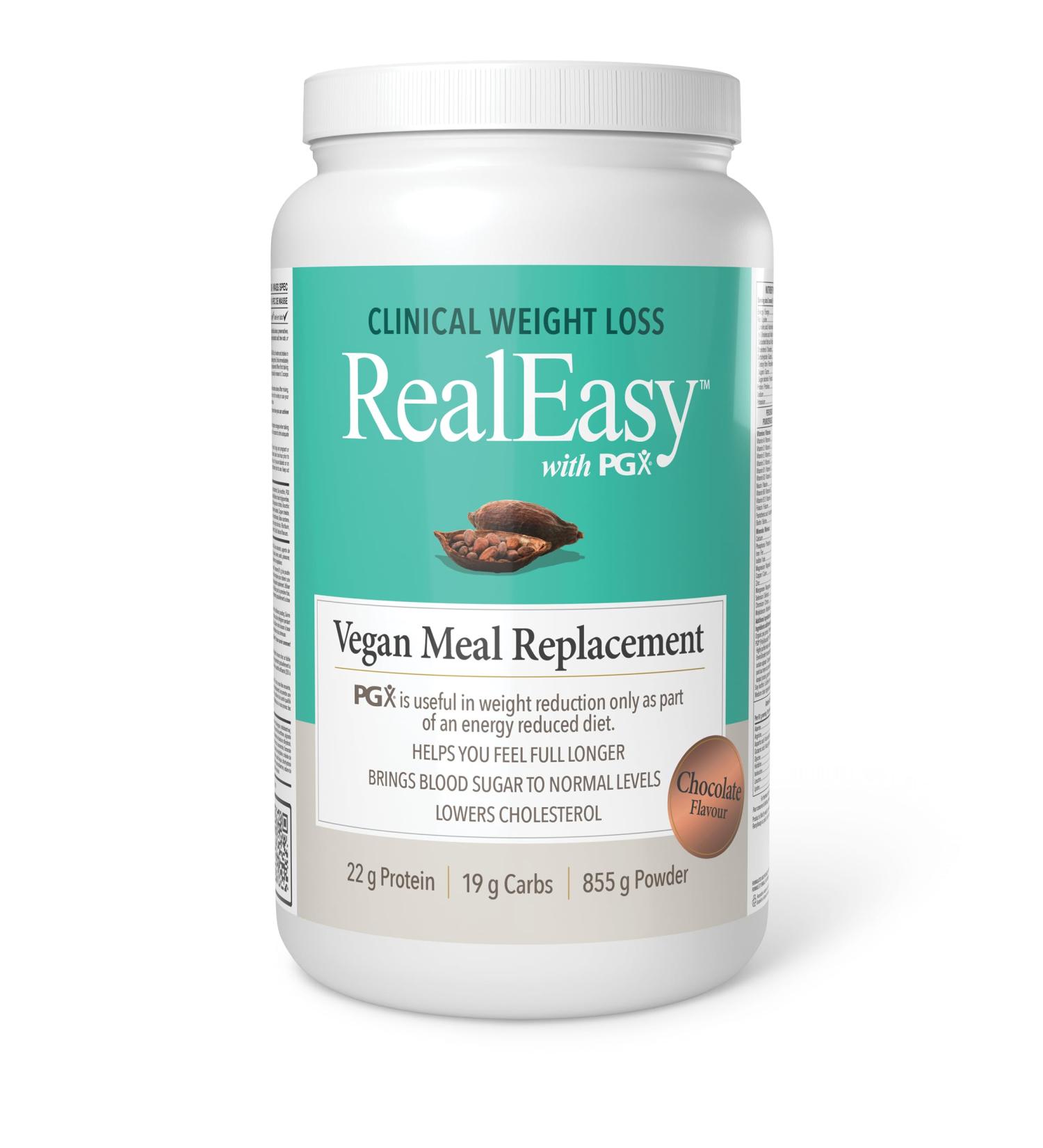 RealEasy with PGX Vegan Protein Meal Replacement Chocolate Flavour - 855g Helps You Feel Full Longers 22g of Protein per serving - Buy Online on GoSupps.com
