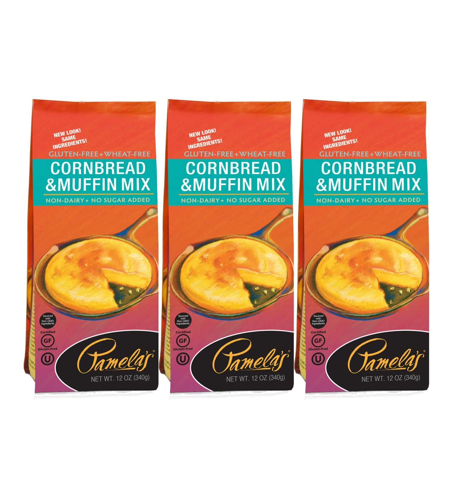 Pamela's Gluten Free Cornbread and Muffin Mix 12 OZ - Pack of 3 | Delicious Gluten-Free Cornbread in 12 Ounce Packs - Buy Online on GoSupps.com