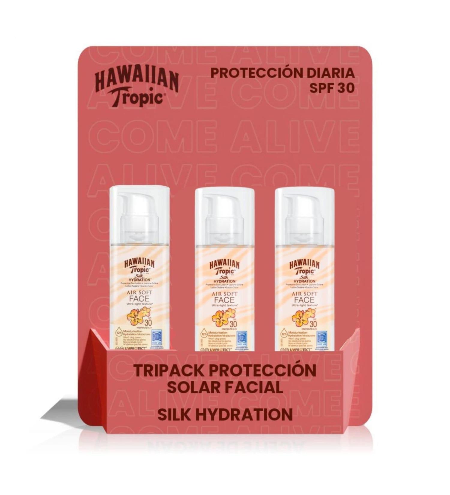 Hawaiian Tropic Silk Hydration Air Soft Face Protective Sunscreen SPF 30 50ml - 3 units - Buy Online on GoSupps.com