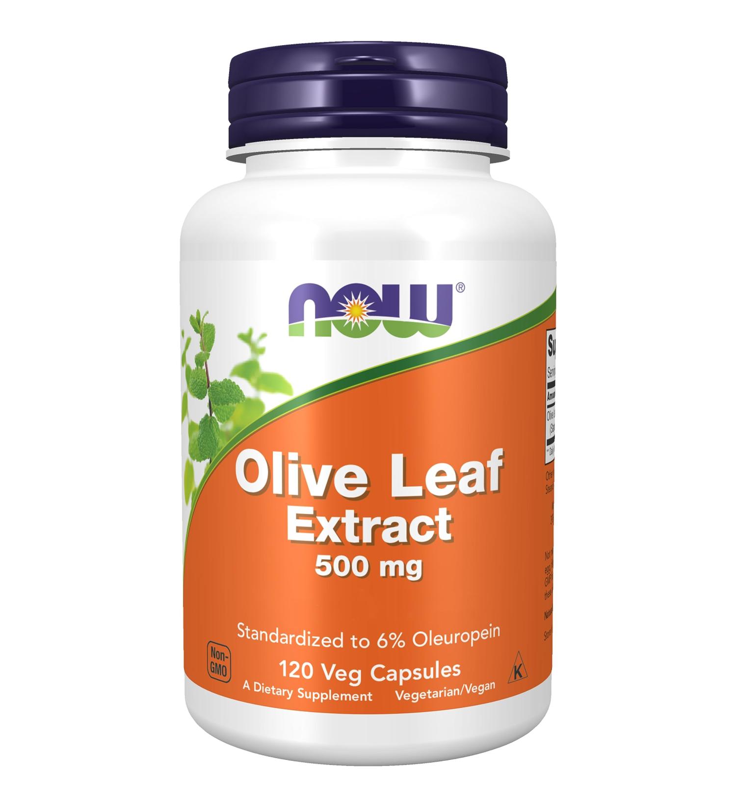 Now Foods Olive Leaf Extract 500mg High Oleuropein Vegan Capsules | Lab-Tested, Soy Free, Gluten Free, Non-GMO - Buy Online on GoSupps.com
