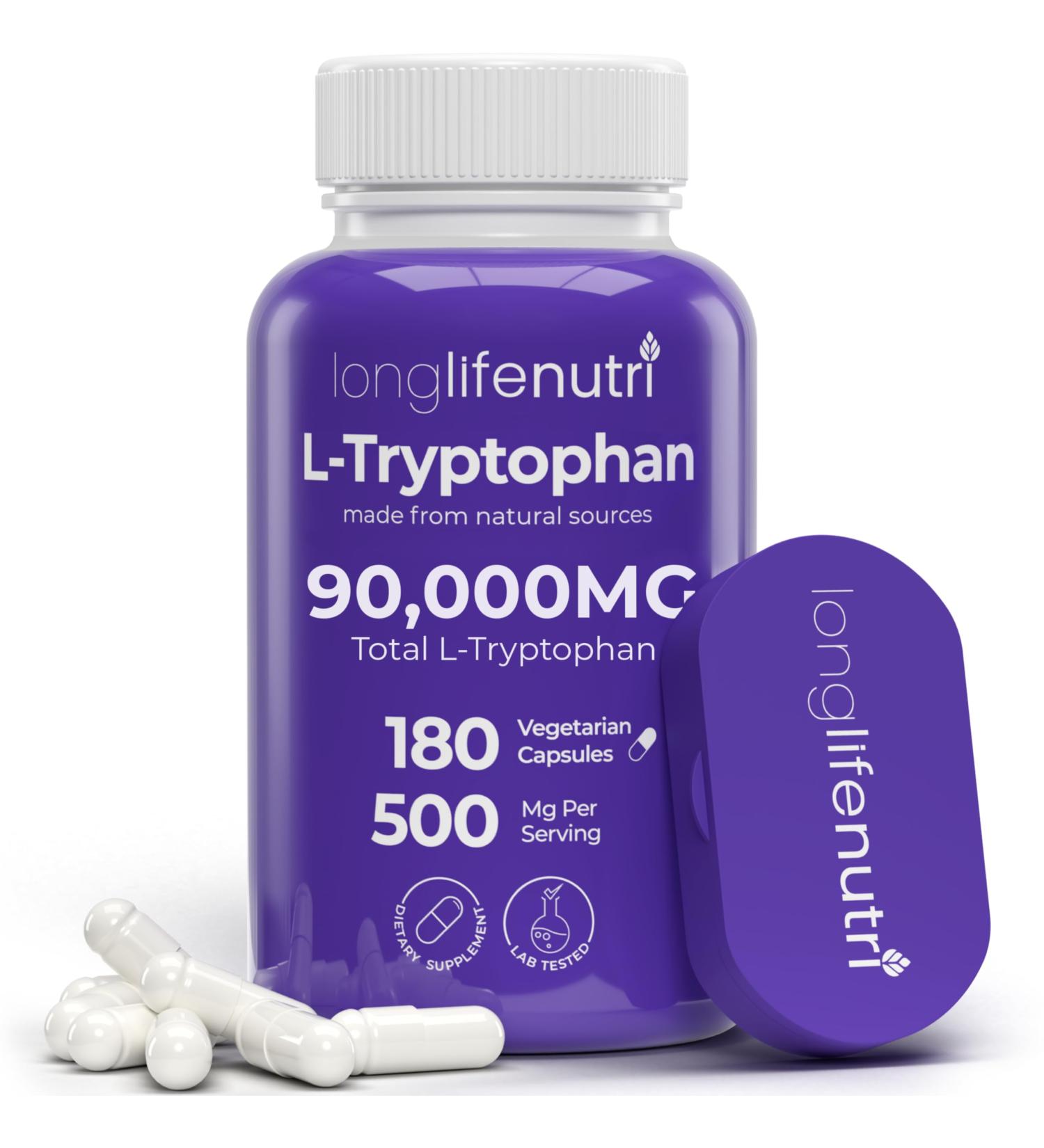 L-Tryptophan 500mg 180 Vegetarian Capsules 6-Month Supply for Sleep Aid and Mood Stability Lab Tested Made in USA Non-GMO 180 Count (Pack of 1) - Buy Online on GoSupps.com