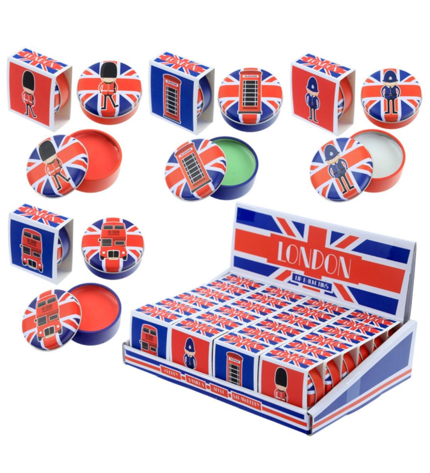 Puckator London Souvenir Lip Balm in a Tin - Lip Care Stick Balms Chapstick Holiday Essentials For Women Family - Lipbalm Moisturiser Exfoliator Cream - Pretty Cute Lip Blam Bam