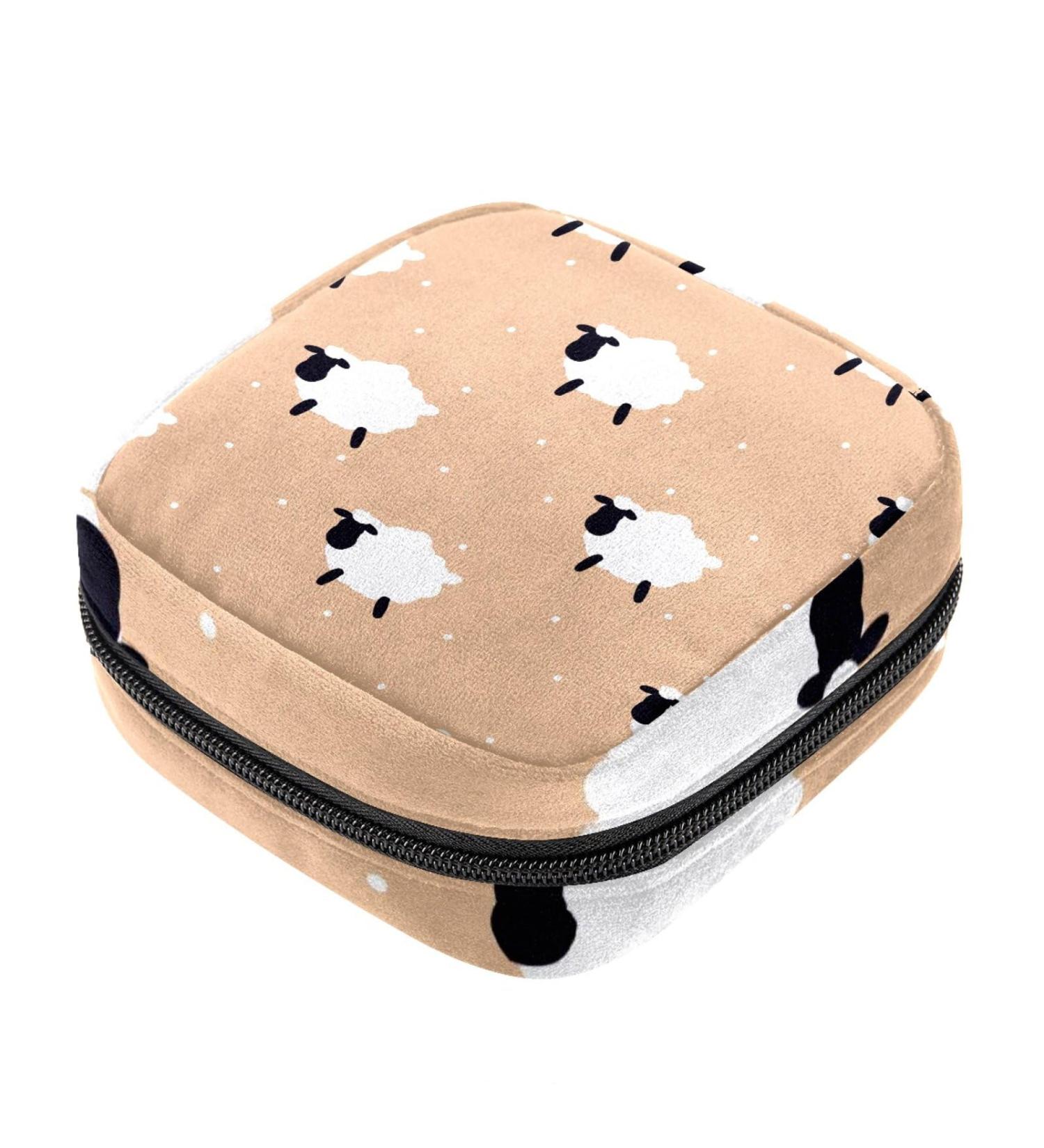 Guantierendiy Sheep Print Sanitary Napkin Storage Bag | Menstrual Cup Pouch | Portable Makeup Organizer - Color 4 - Buy Online on GoSupps.com