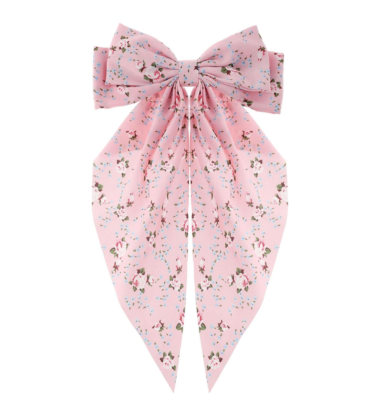 Andibro Pink French Bow Hair Clip Flower Pattern Ribbon Bow Hairpins Long Tail Big Bow Barrettes Soft Silky Satin Hairclips 90's Aesthetic Hair Accessories Decor with Metal Clip for Women - Buy Online on GoSupps.com