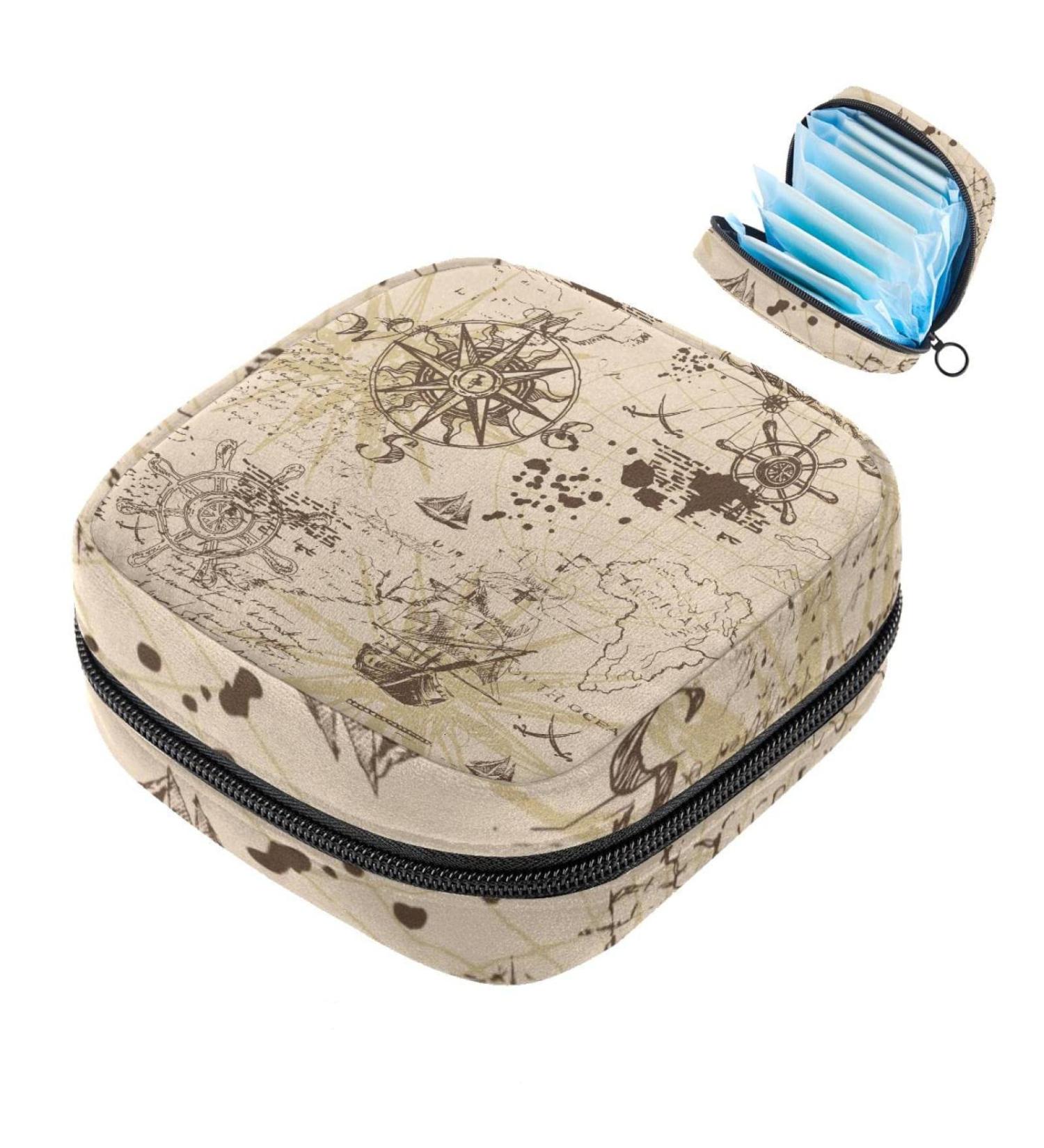 Old Map Sailing Sanitary Napkins | Storable Period Pocket for Women & Teens | Menstrual Cup Pocket - Buy Online on GoSupps.com