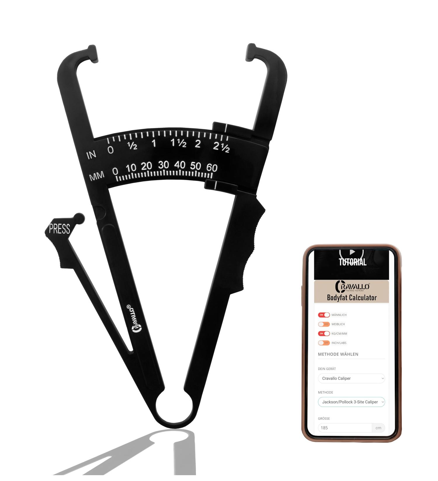 Cravallo Caliper: Accurate Body Fat Measuring Device | Easy to Use with Video Instructions | Shop Now for International Shipping - Buy Online on GoSupps.com