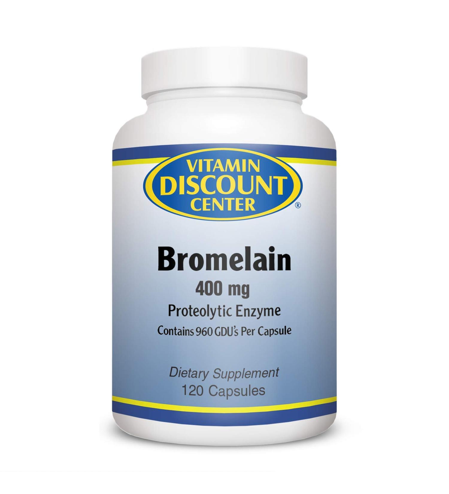 Vitamin Discount Center Bromelain 400mg - 120 Capsules | Digestive Enzyme Supplement - Buy Online on GoSupps.com