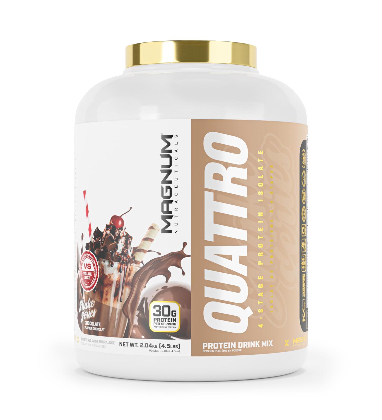 QUATTRO Magnum Nutraceuticals Chocolate 4.5lb - Supports Muscle Growth & Recovery | Buy Internationally - Buy Online on GoSupps.com