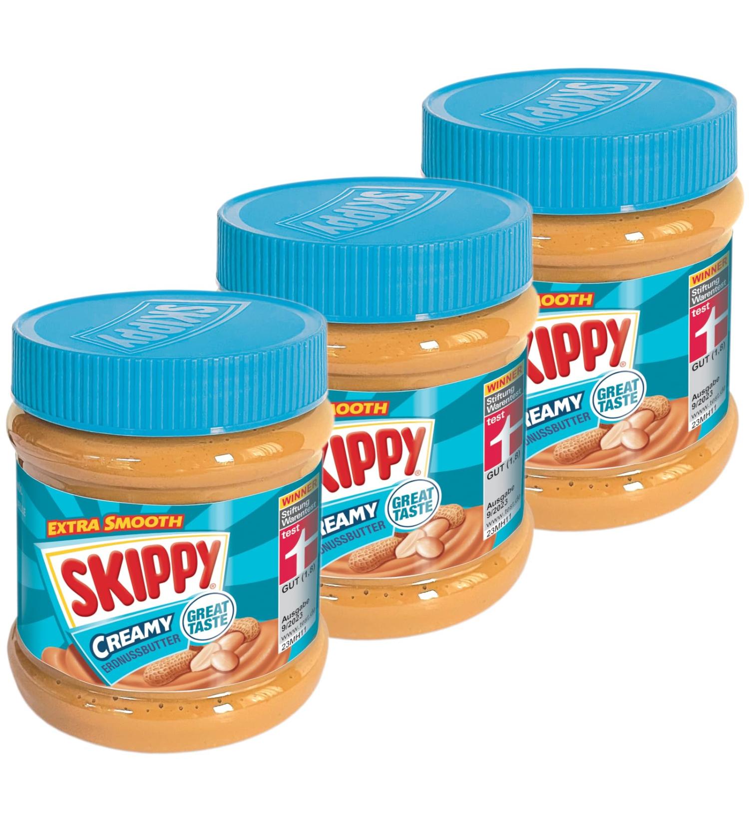 Skippy Creamy Peanut Butter (3x340g) | No Palm Oil | Extra Smooth & 91% Peanuts | Deliciously Creamy Taste - Buy Online on GoSupps.com