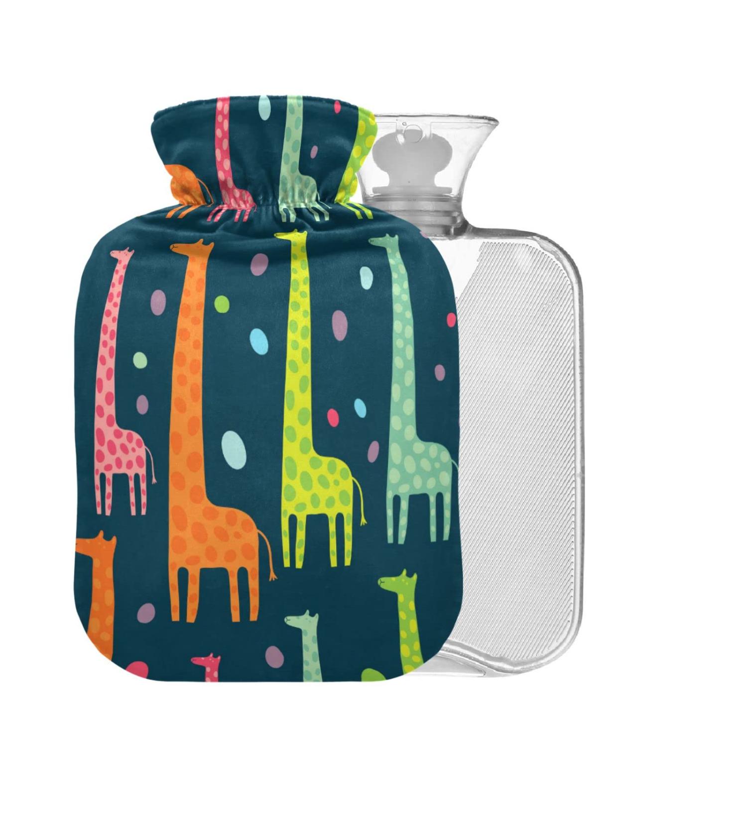 Hot Water Bottle with Giraffe Cover 2L - BPA Free Pain Relief for Bed Hands & Feet | International Shipping - Buy Online on GoSupps.com