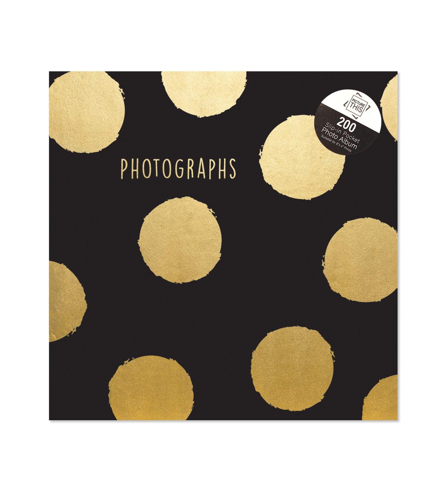 Tallon Gold Foil Polka Dots 6x4 Photo Album Memo Slip in Holds 200 Photos