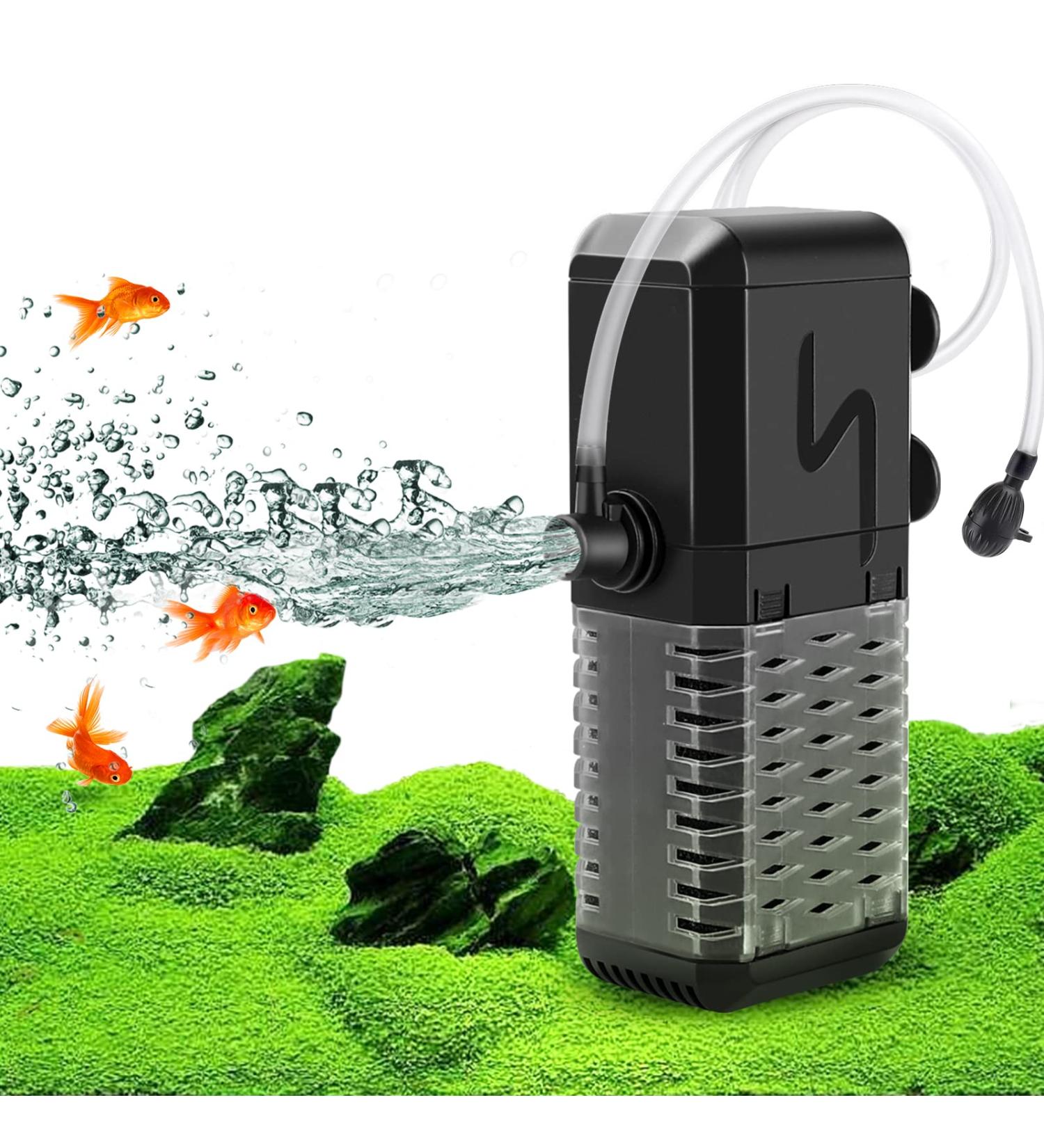 AQQA 600L/H Adjustable Aquarium Sponge Filter - 6W Quiet Pump for Tanks up to 200L - International Shipping - Buy Online on GoSupps.com