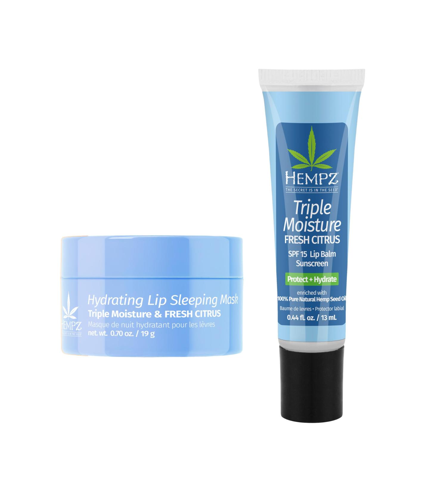 Hempz Hydrating Lip Sleeping Mask - Triple Moisture Fresh Citrus (.70 Oz.) | Overnight Hydrating Lip Balm with Triple Moisture SPF 15 Lip Balm Ultra Hydrating Lip Care for Men or Women .44 oz. - Buy Online on GoSupps.com