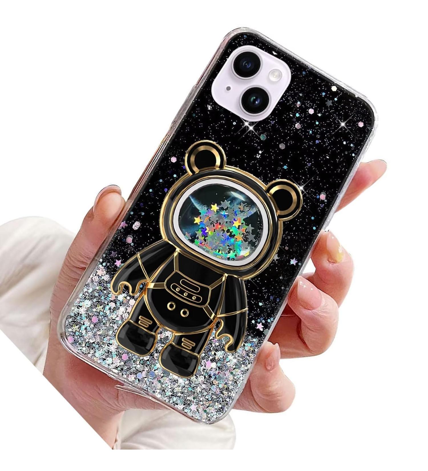 Buy Rnrieyta Miagon B r Astronaut Glitter Case for iPhone 15 | Cute Girls Thin Crystal Protective Cover with Astronaut Kickstand | Trendy Black Bumper Case - Buy Online on GoSupps.com